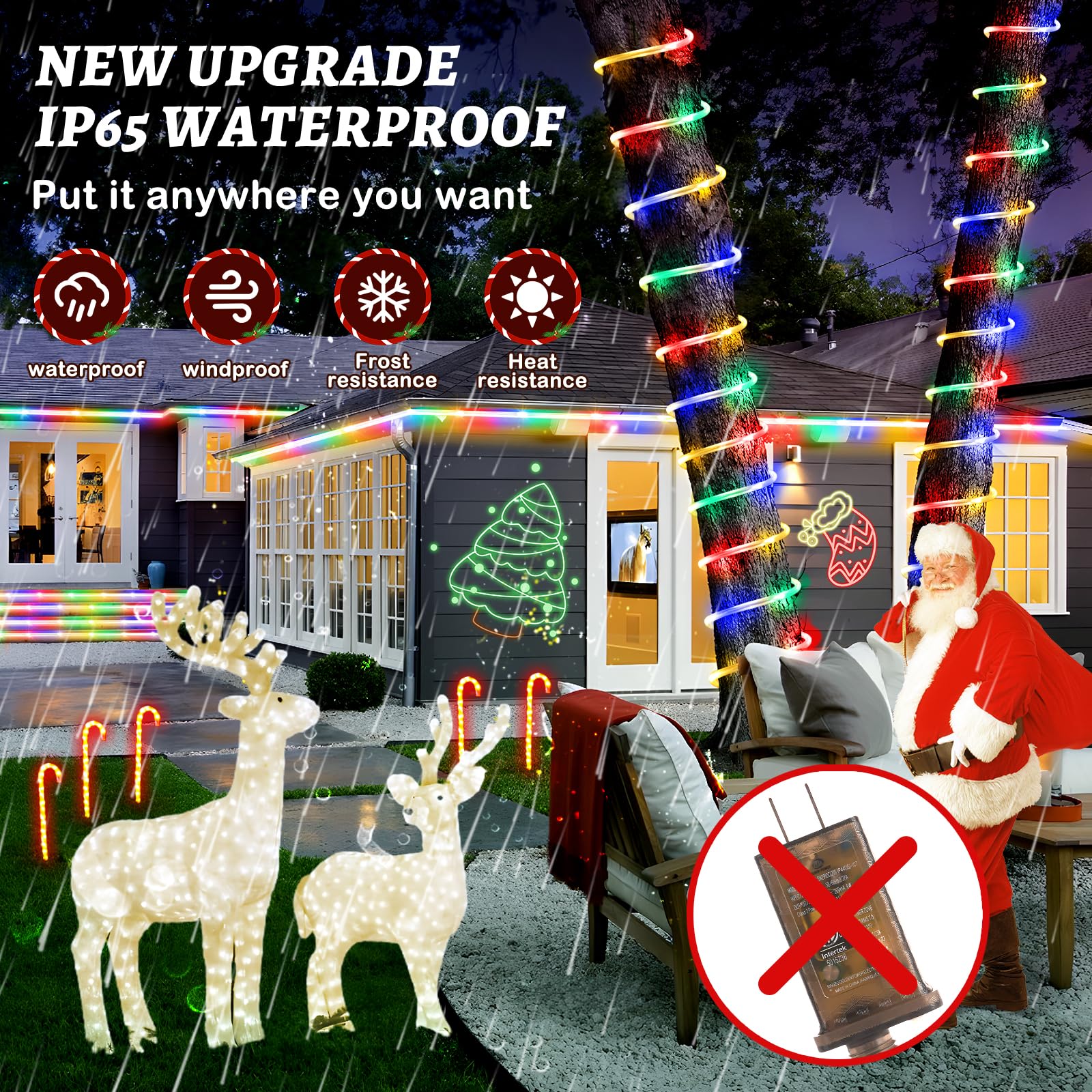 Hezbjiti 2 Pack Led Rope Lights Waterproof Rope Light 197Ft 600 Led Flexible Tube Lights With 8 Modes For Garden Patio Bedroom Party Indoor Outdoor Decorations