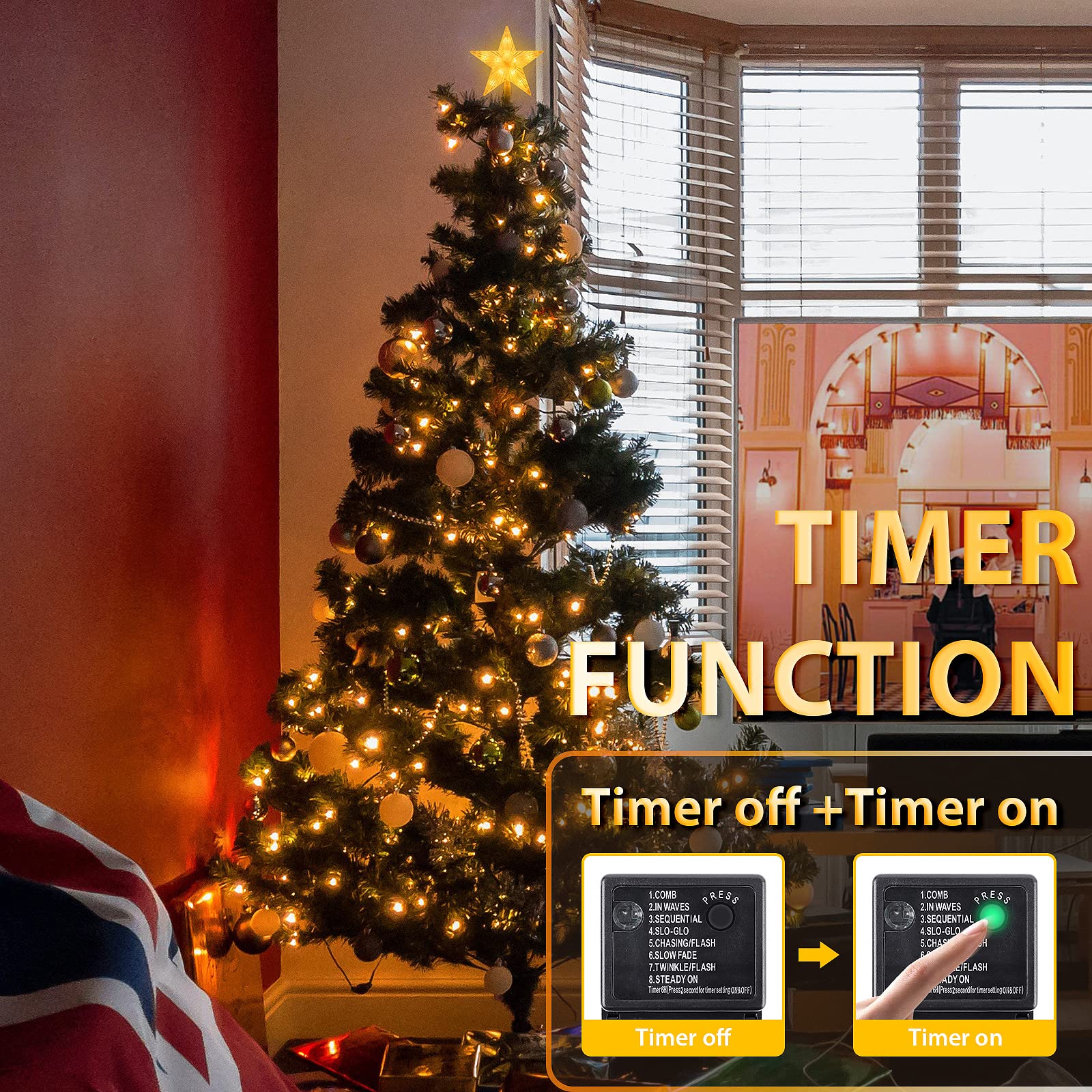 Salcar 6.6Ft X 8 Strands Easy To Install Christmas Tree Lights With 8 Modes Memory Timer Function, 280 Leds Ul Certified Ultra-B