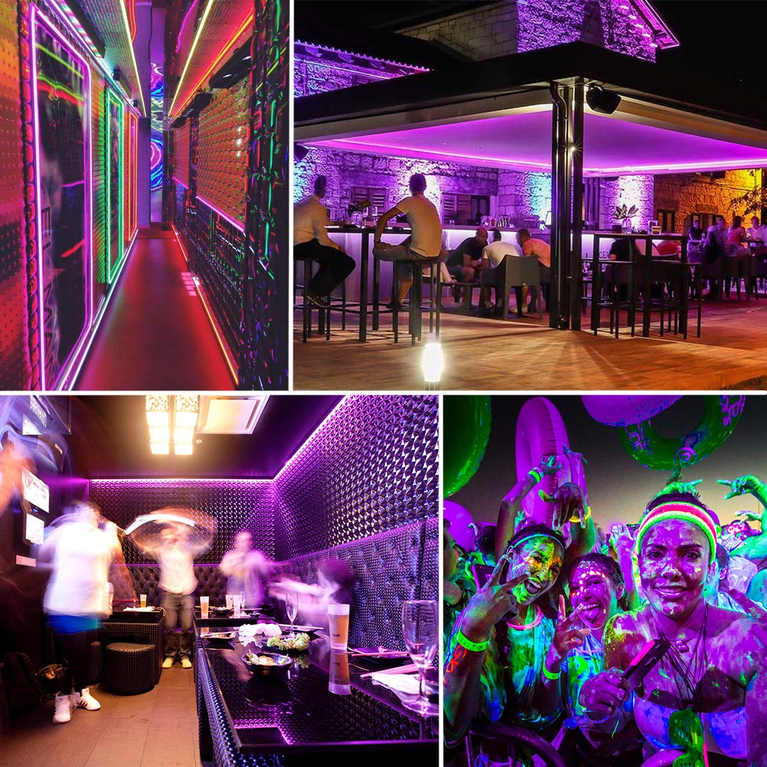 YAYIT 20ft LED Black Light Strip Kit, 12V Flexible Plastic Fixtures for Indoor Home Decoration, Non-Waterproof