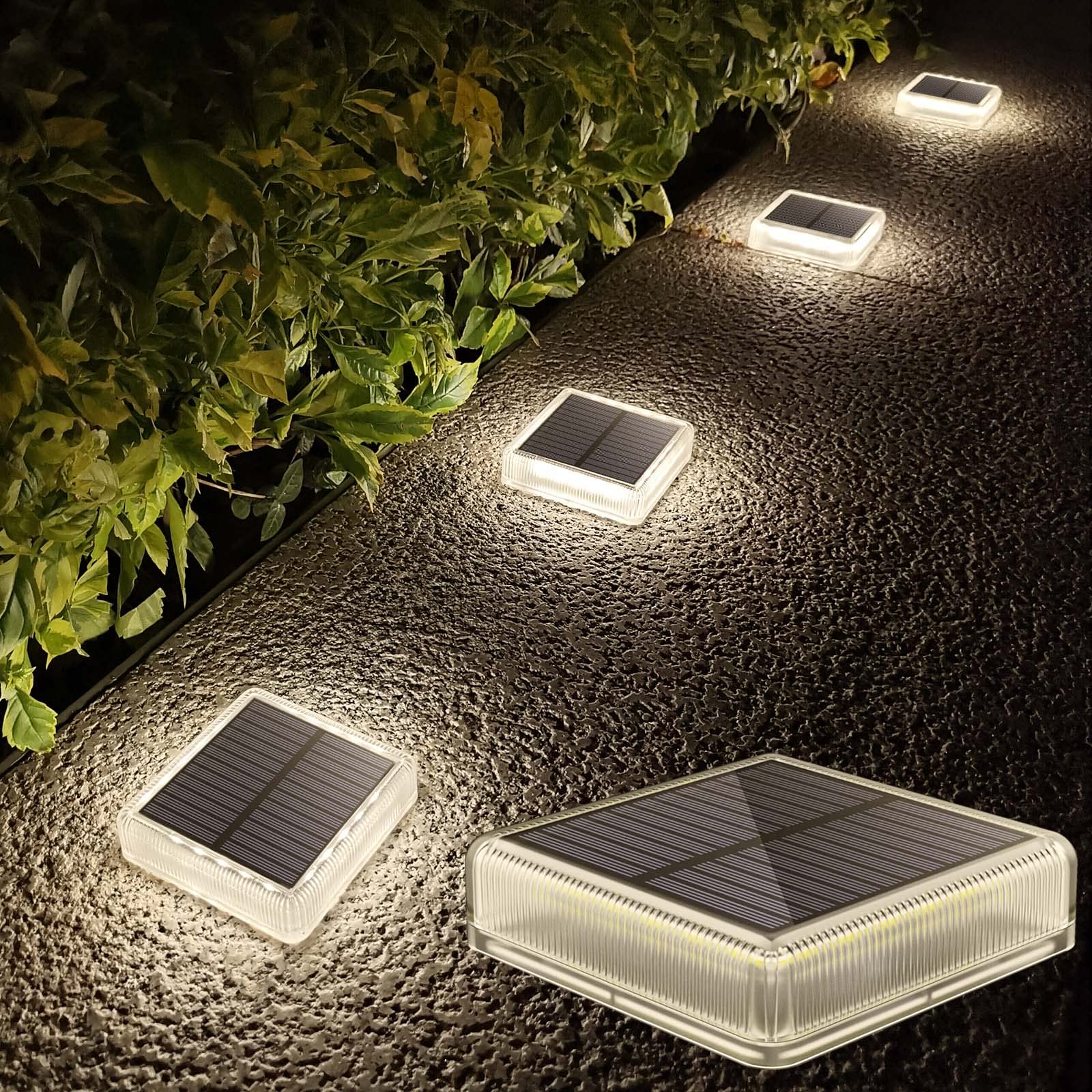 Lacasa Solar Deck Lights, Waterproof Led Step Lights, 4000K Dusk To Dawn, 4 Pack, White