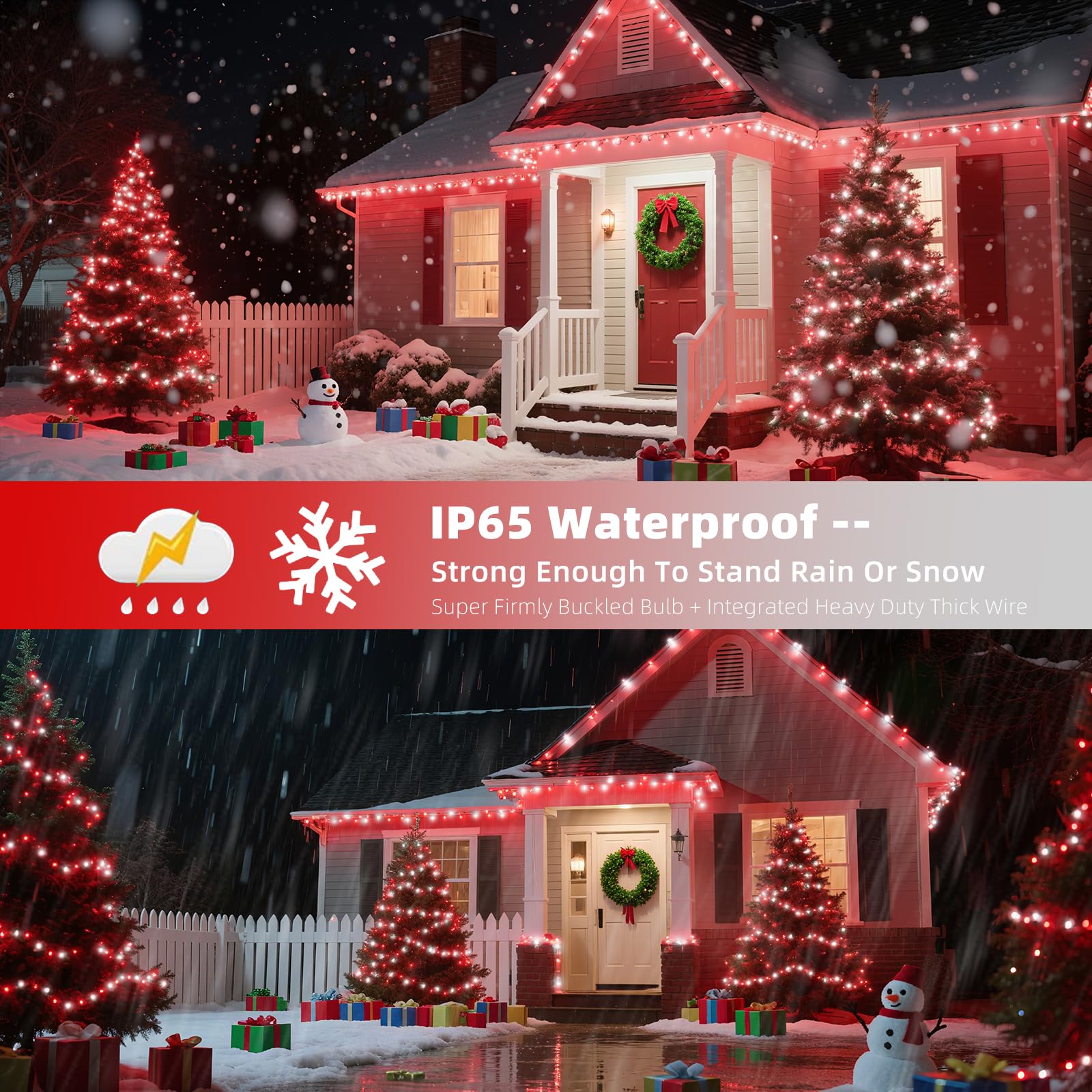 Xtf2015 Christmas String Lights  105Ft 300 Led Christmas Lights 8 Modes Memory Function & Timer- Ul Certified - Outdoor Indoor Christma S Fairy Lights For Tree  Garden  Party  Wedding(Red + White)