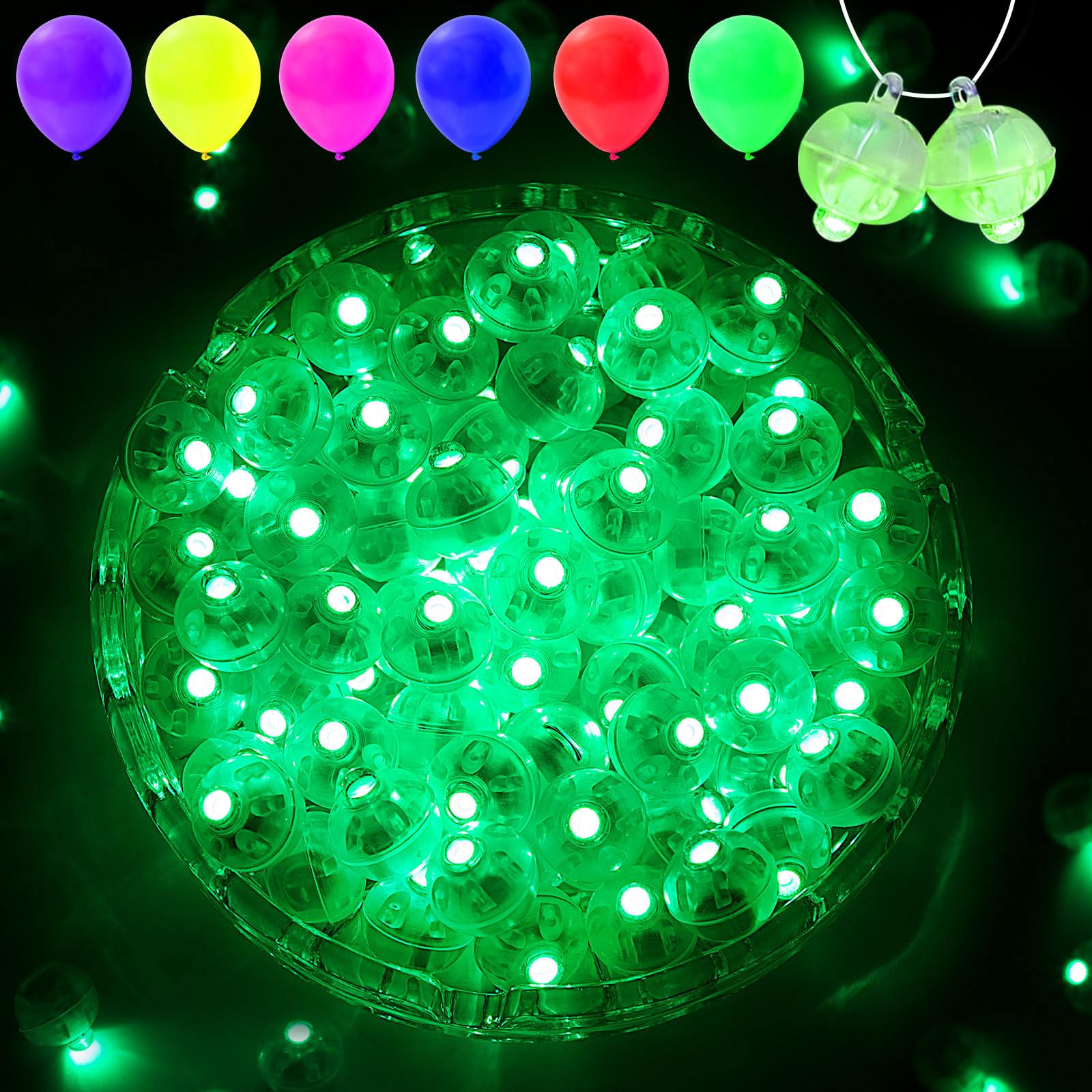 50Pcs Mini Led Lights With Hook, Waterproof Round Tiny Led Light For Party Decorations Neon Party Light,Green-Blinking Lights