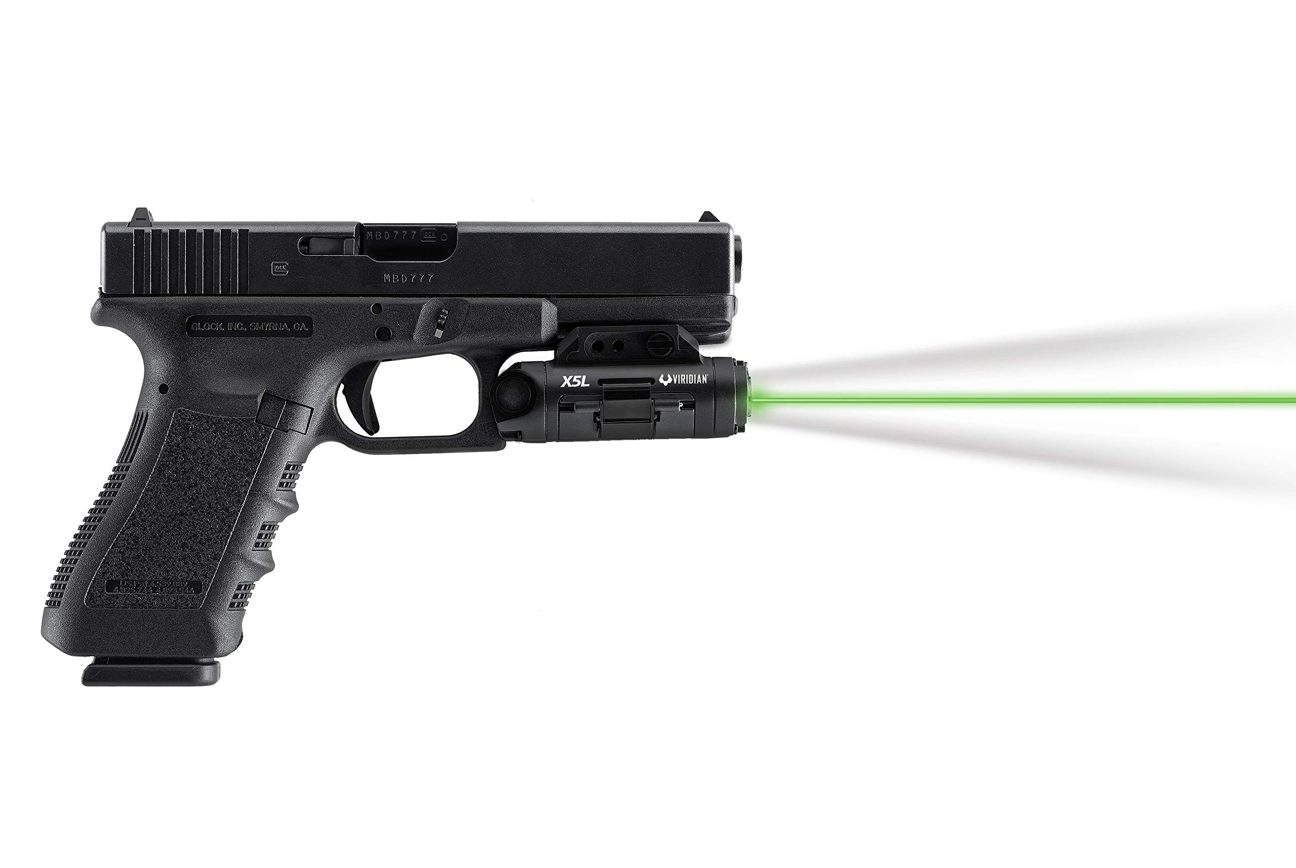 Viridian X5L Gen 3 Universal Green Laser Tactical Light (500 Lumens) Instant-ON, Removable Rechargeable Battery