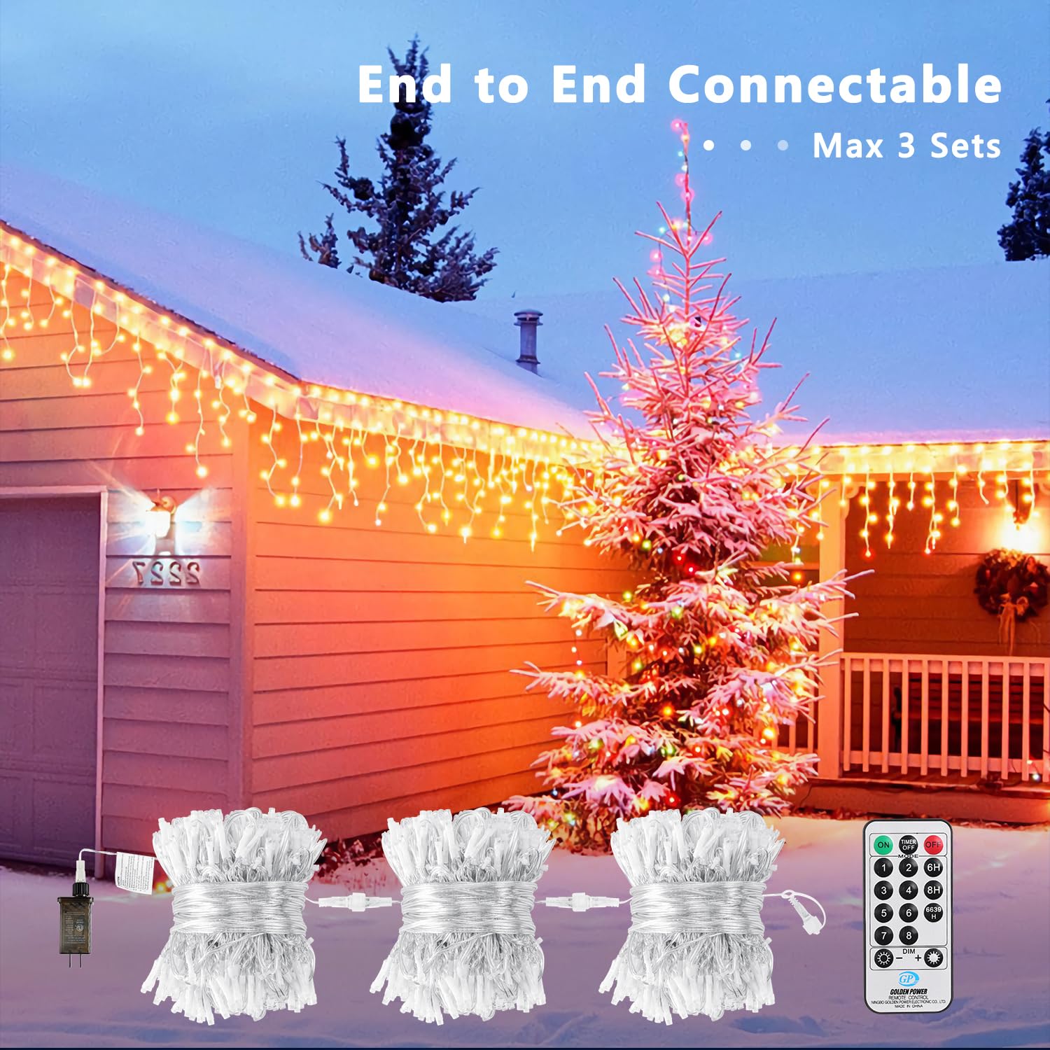 Brizled 29Ft 360 Led Christmas Lights, 8 Modes With 60 Drops, Connectable With Remote For Indoor/Outdoor Wedding & Holidays, War