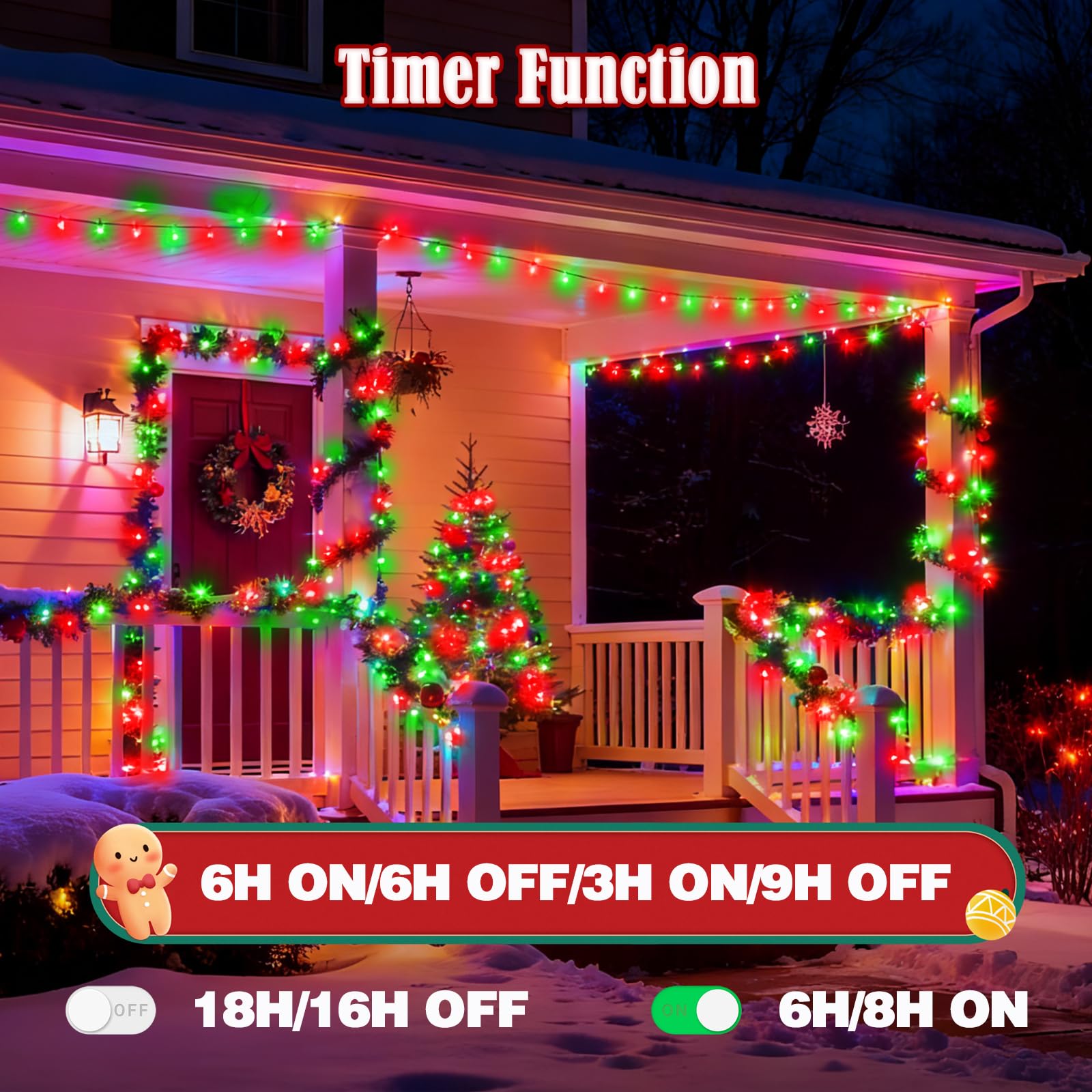 Voice Control 88Ft 240Led Smart Christmas String Lights Outdoor/Indoor | String Lights Plug In With Remote  12Modes  7Voice Commands & Timers  Christmas Twinkle Light For Xmas Tree Decor (Red & Green)