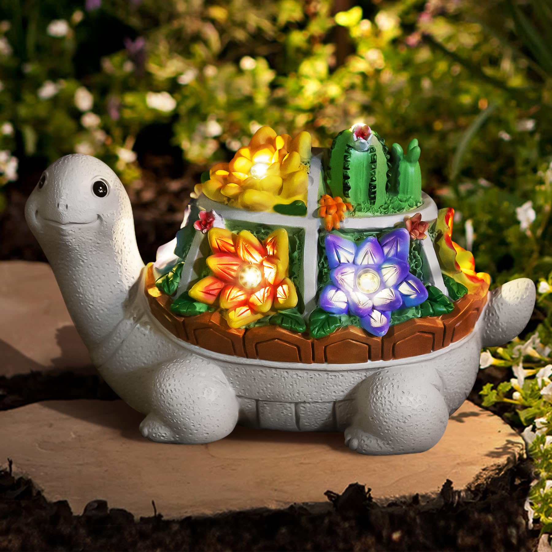 LESES Turtle Garden Decor for Outside Solar Statue Outdoor Clearance, Cute Turtle Solar Statues with LED Lights Lawn Ornaments D