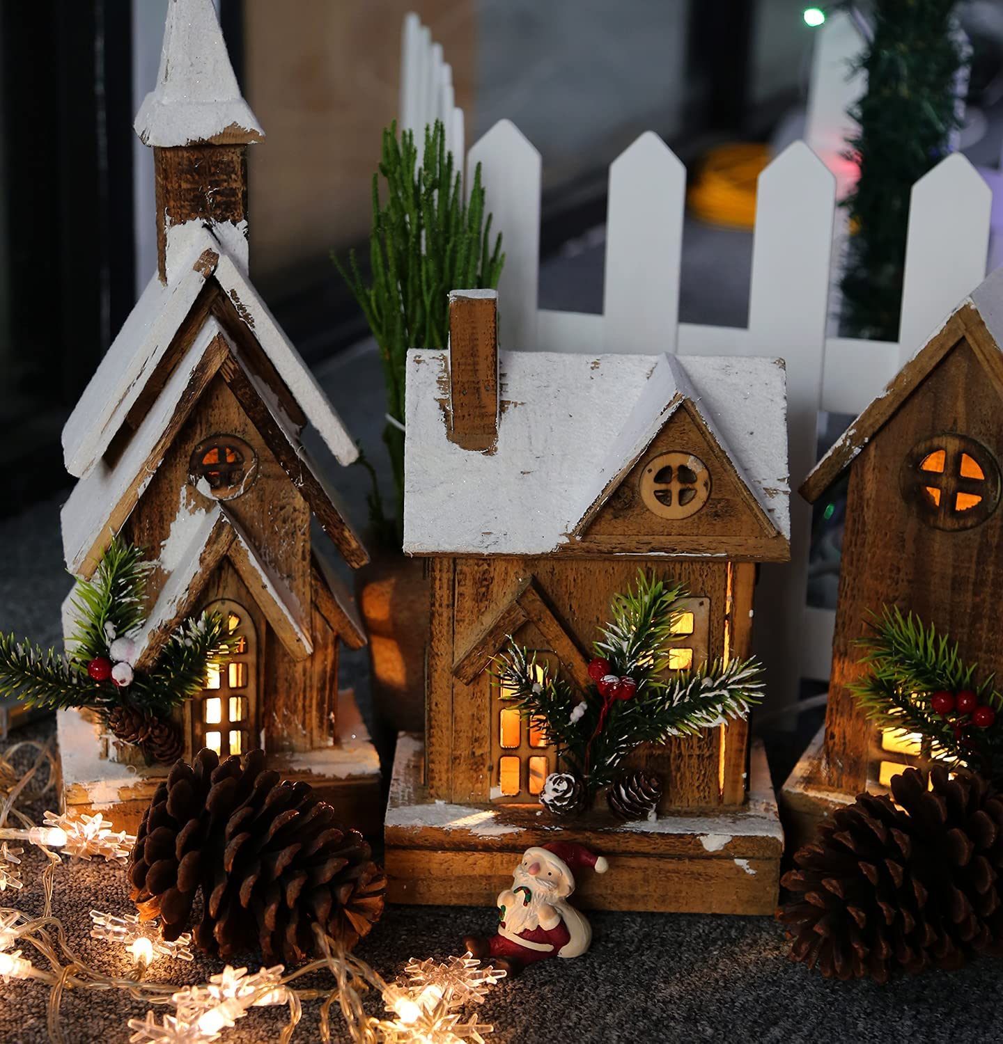 Kgc Led Accessory Cord With 3 Led Night Light Bulbs, White Cord With On/Off Switch Plugs - C7 Led Bulb Warm White With Spare Fuse For Holiday Decoration And Craft Village House Decoration 1 Pack