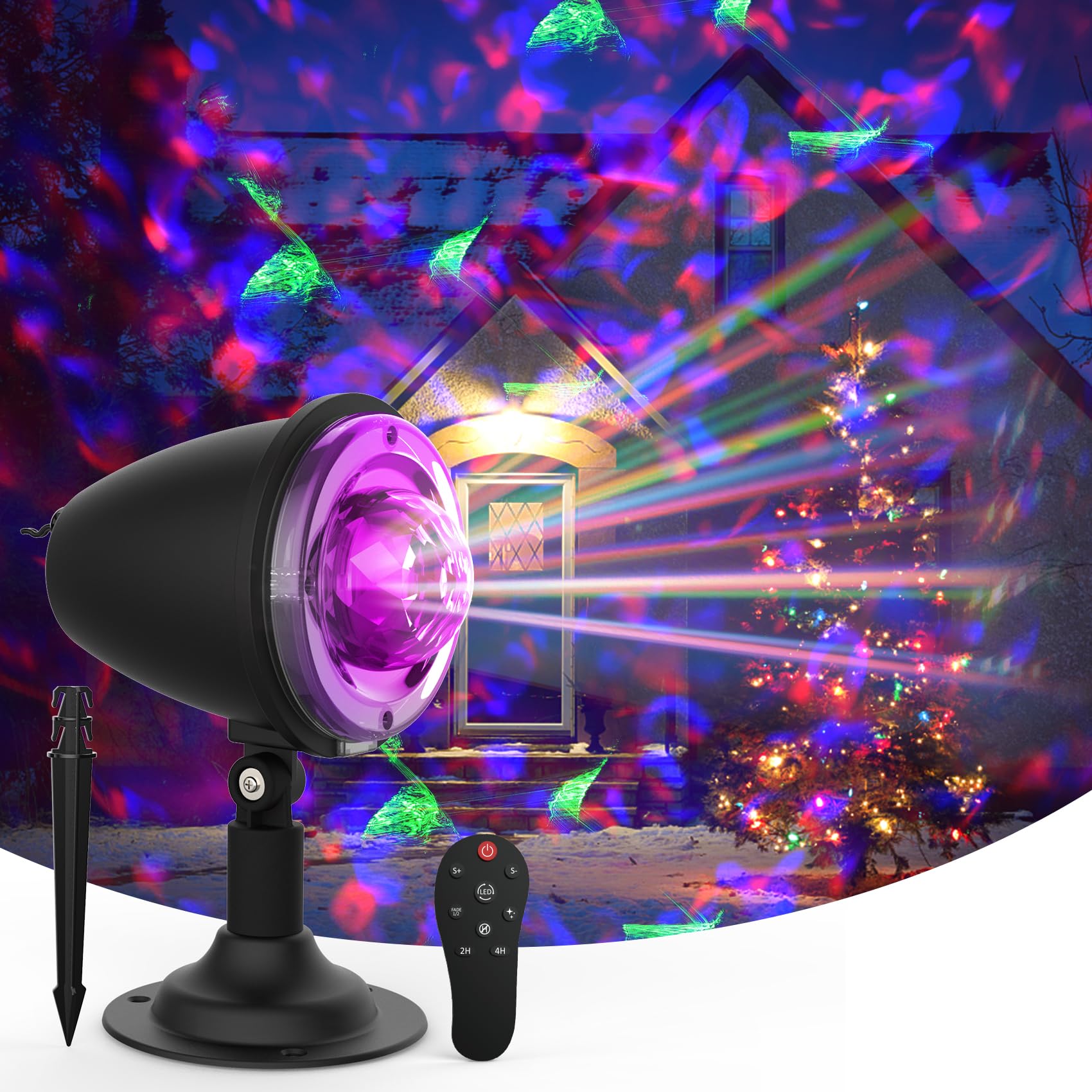 Sunbox Christmas Lights Projector, Waterproof LED Landscape Light, Remote Control, Black, Model BL-DP-BJG