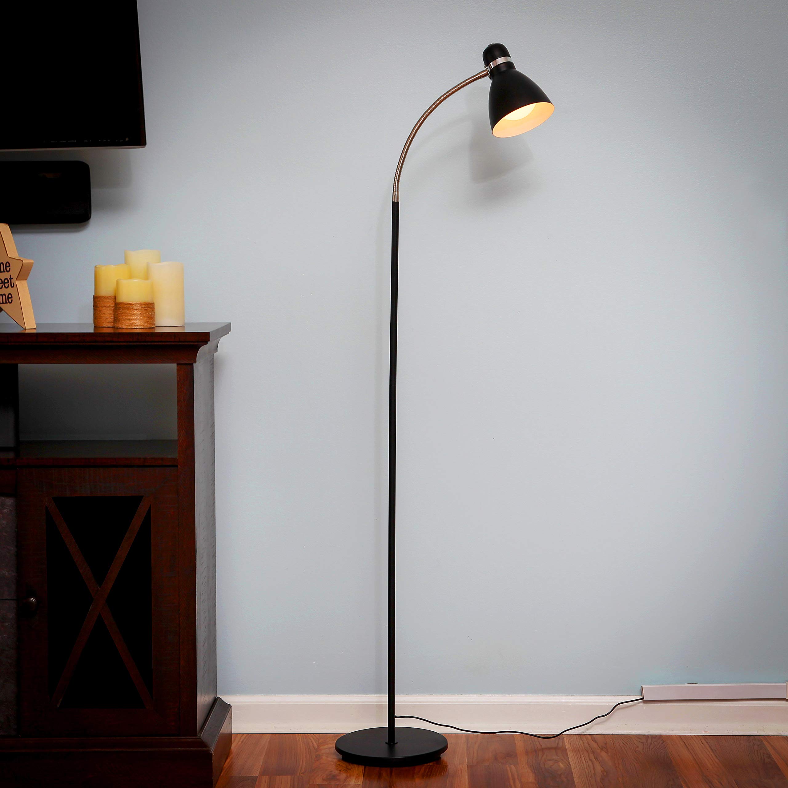 Brightech Avery Dimmable Floor Lamp - Modern Metal Standing Lamp for Reading, Black, Model FL-AVRY-BLK