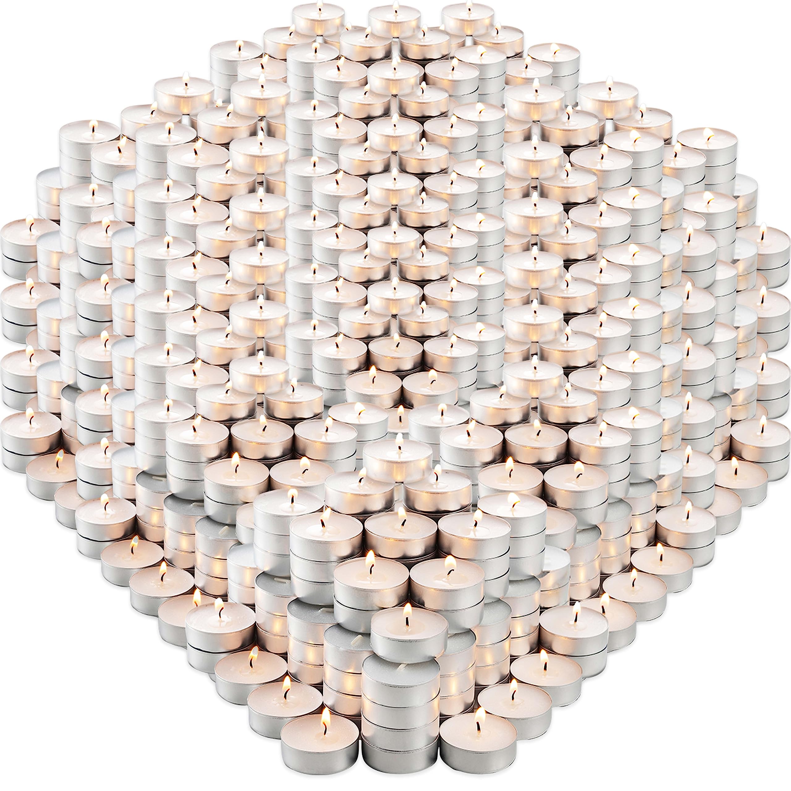 Montopack Unscented Tea Light Candles Bulk 1000 Pack | 4 Hours, White,Smokeless,Dripless Small Votive Paraffin Tealights | Long-Lasting For Home, Shabbat, Weddings, Events, Emergencies | Mini Candles