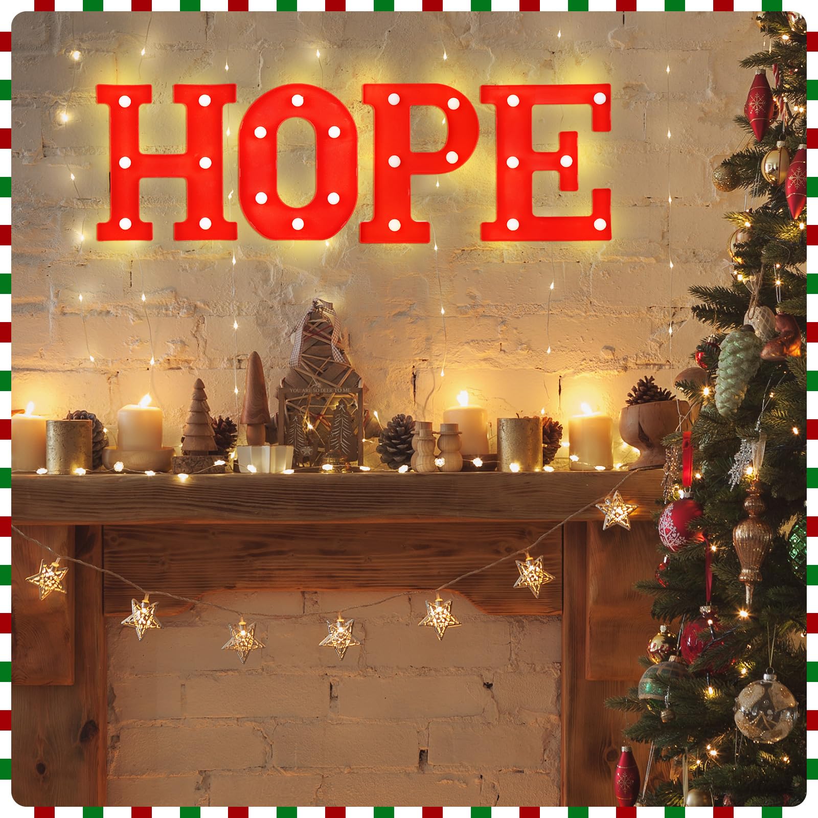 VIHOSE LED Letter Lights Sign - Battery Powered Table Decoration - 6.3in Plastic - Color: Hope