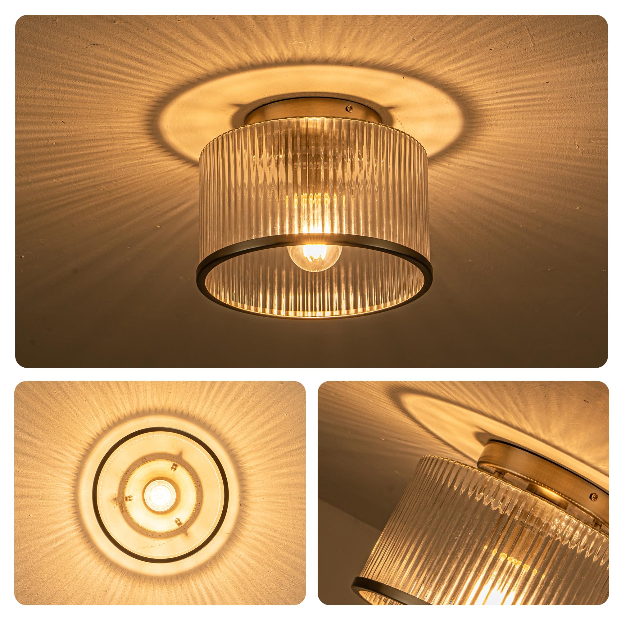 Mayna Modern Nickel Semi Flush Mount Ceiling Light Fixture, 1-Light Glass Ceiling Light, Hallway Light Fixtures Ceiling Mount Fo