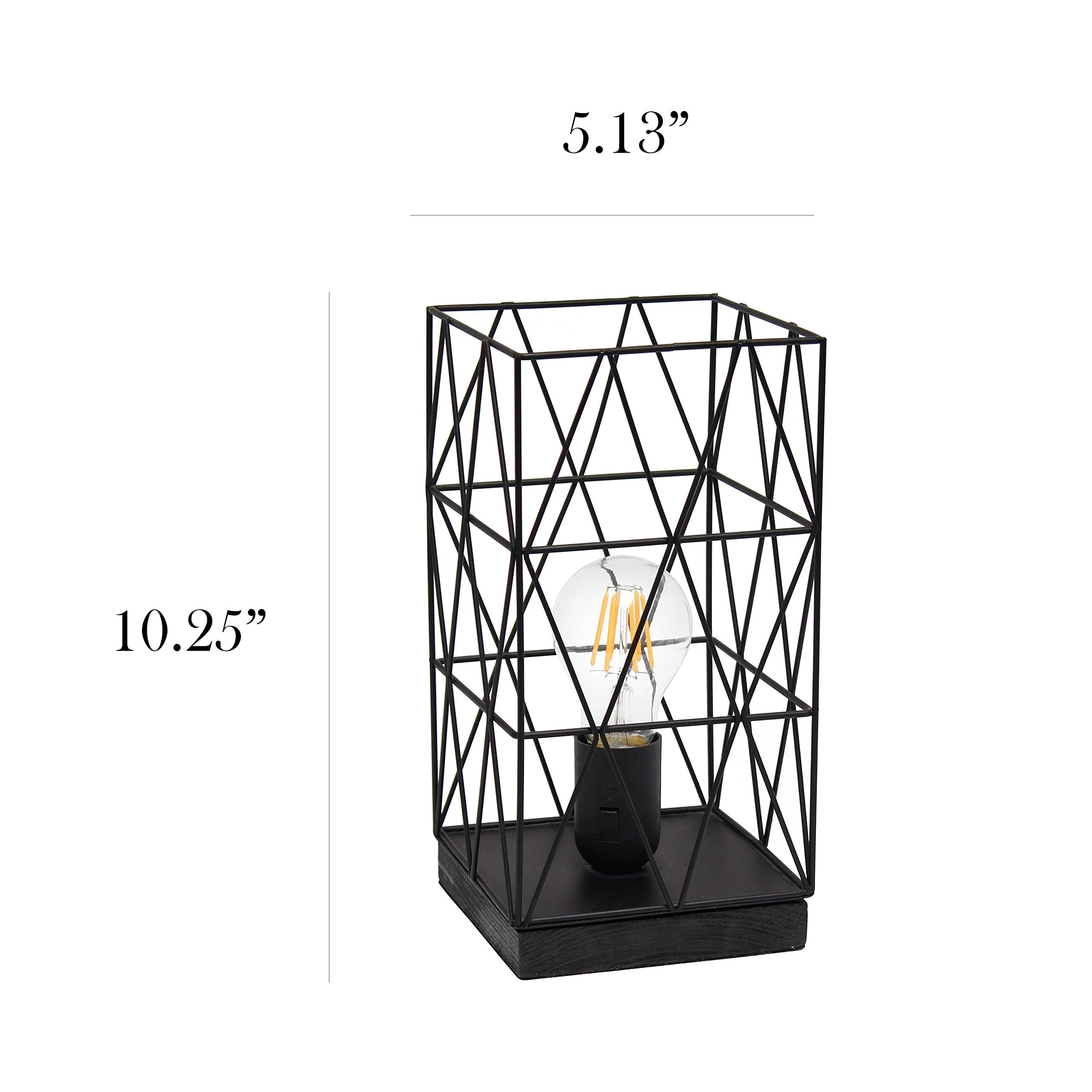 Simple Designs LT1073-BLK Metal Table Lamp, Geometric Square, 1 Count, Black