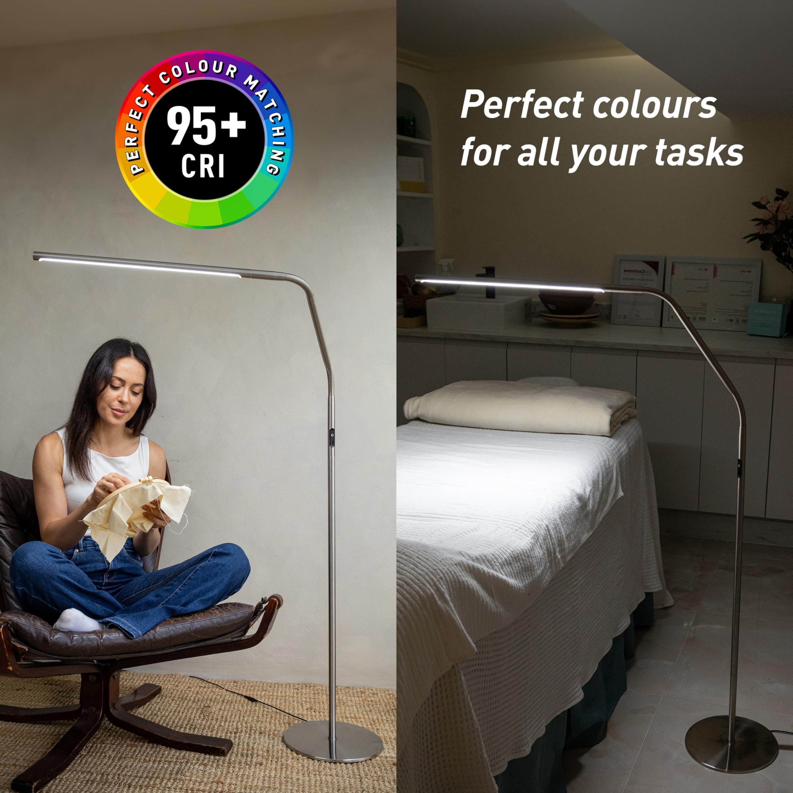 Daylight Slimline 4 Led Table Lamp In Brushed Steel - 6,000K, 3,200 Lux, 4 Brightness Levels, Usb-C Charging Port, Anti-Glare Di