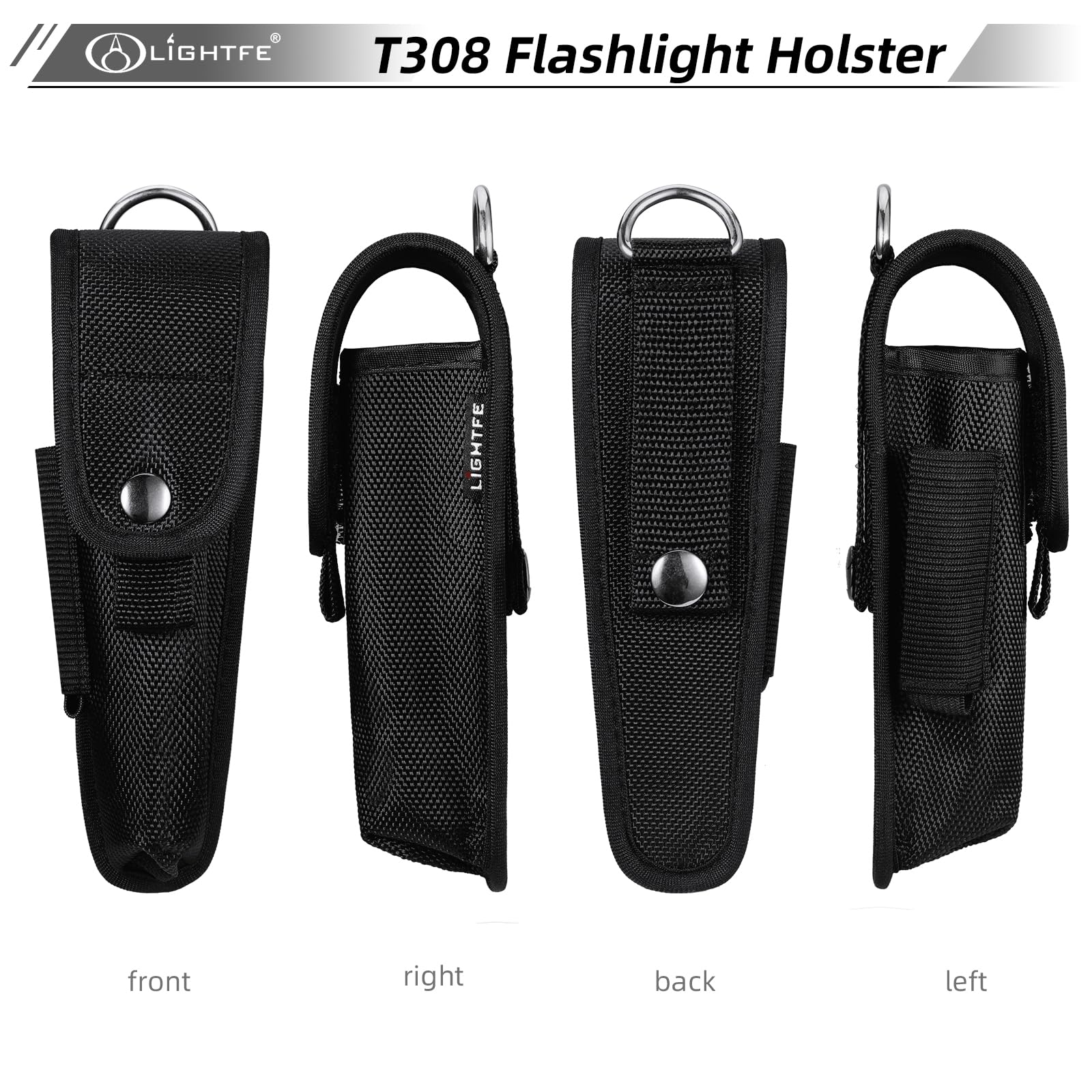 Flashlight Holster T308 Tactical Flashlight Holster Suitable For Flashlights With A Length Of 5.5''-6.2'' Or A Diameter Of 32Mm,