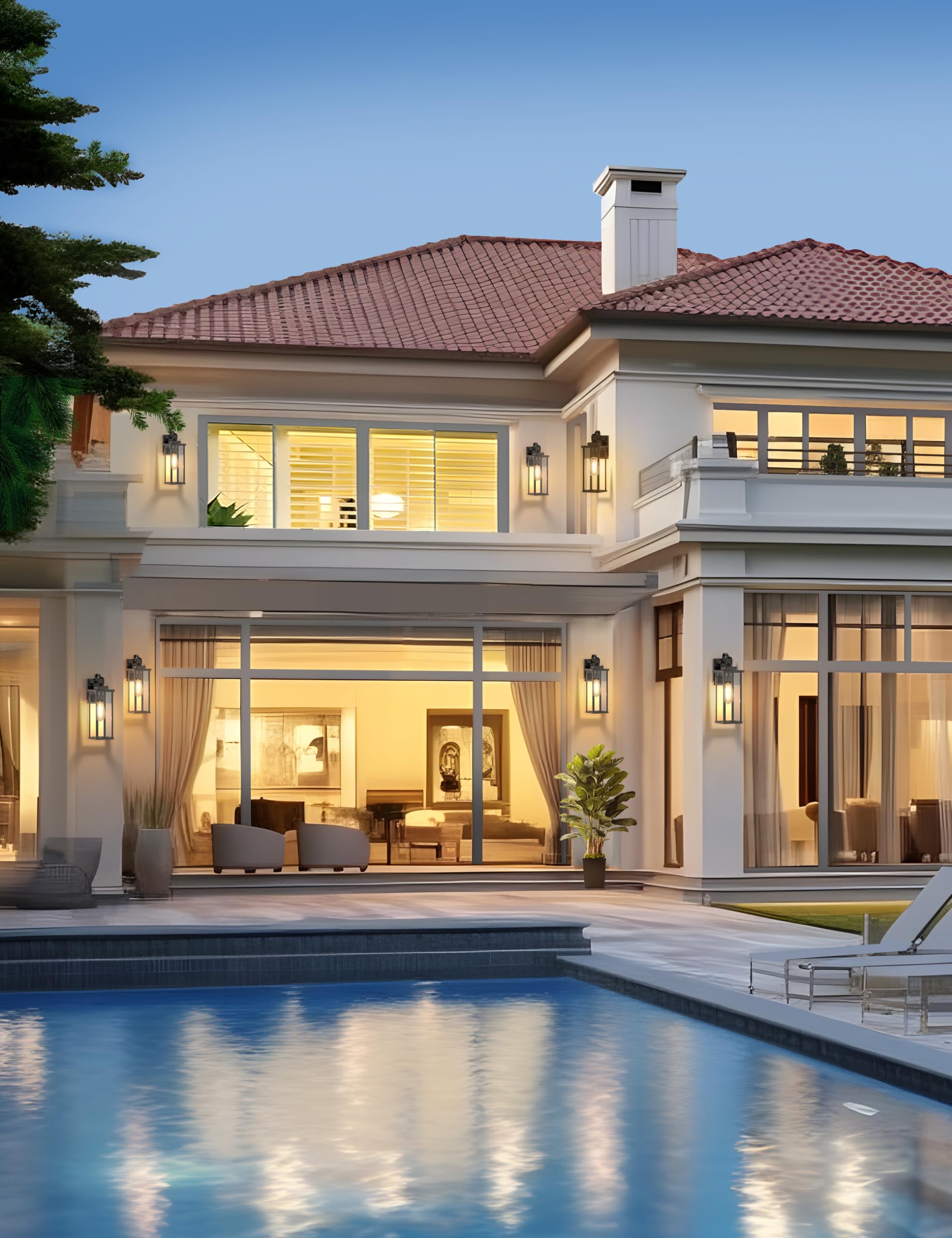 DORESshop Large Size Dusk to Dawn Outdoor Wall Lights, 16 Inch Matte Black Waterproof Anti-Rust Outdoor Light Fixtures Wall Moun