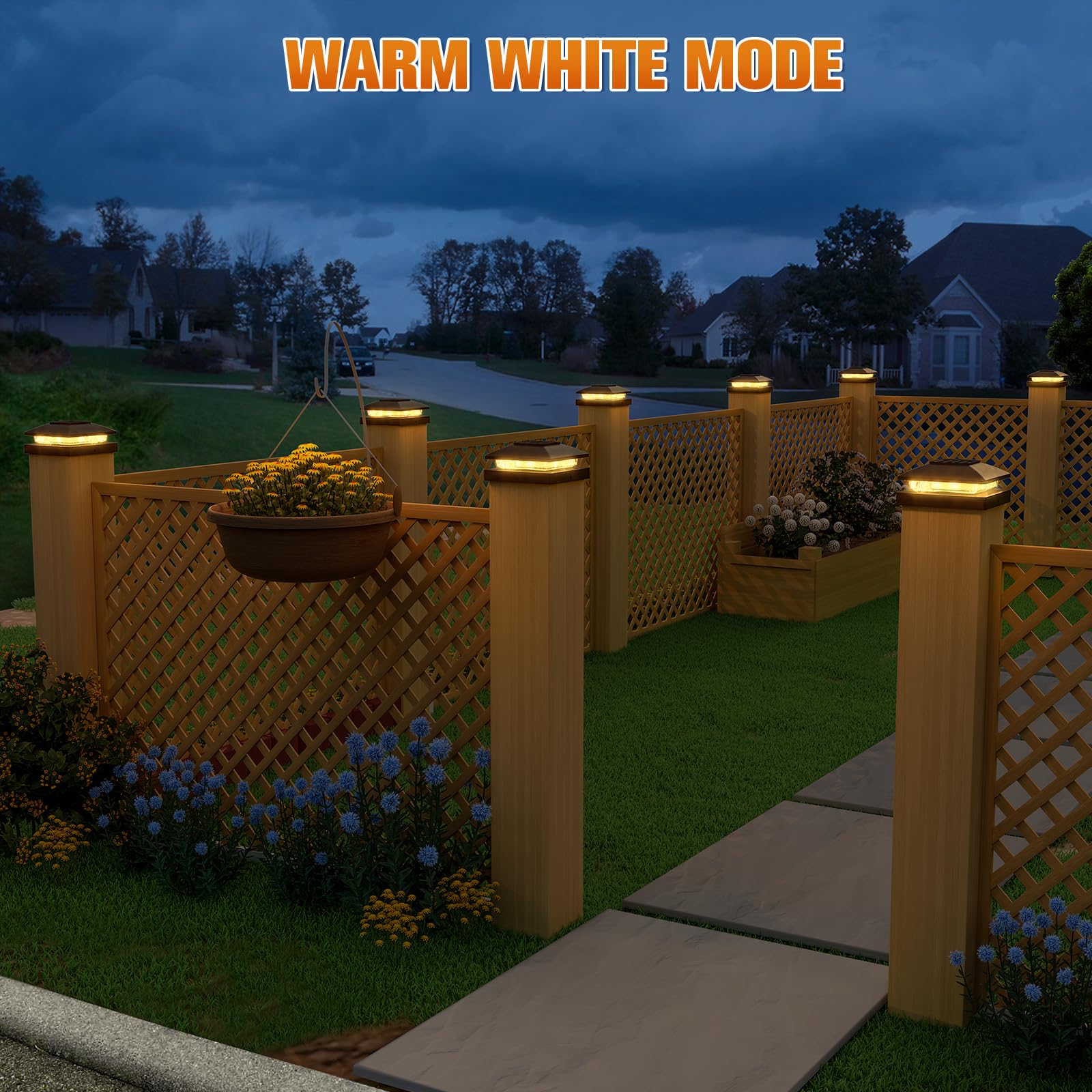 APONUO Solar Post Cap Lights, Black, 8 Pack, Warm White LED, IP64 Waterproof, Model TZ10W, for Deck, Fence, and Patio