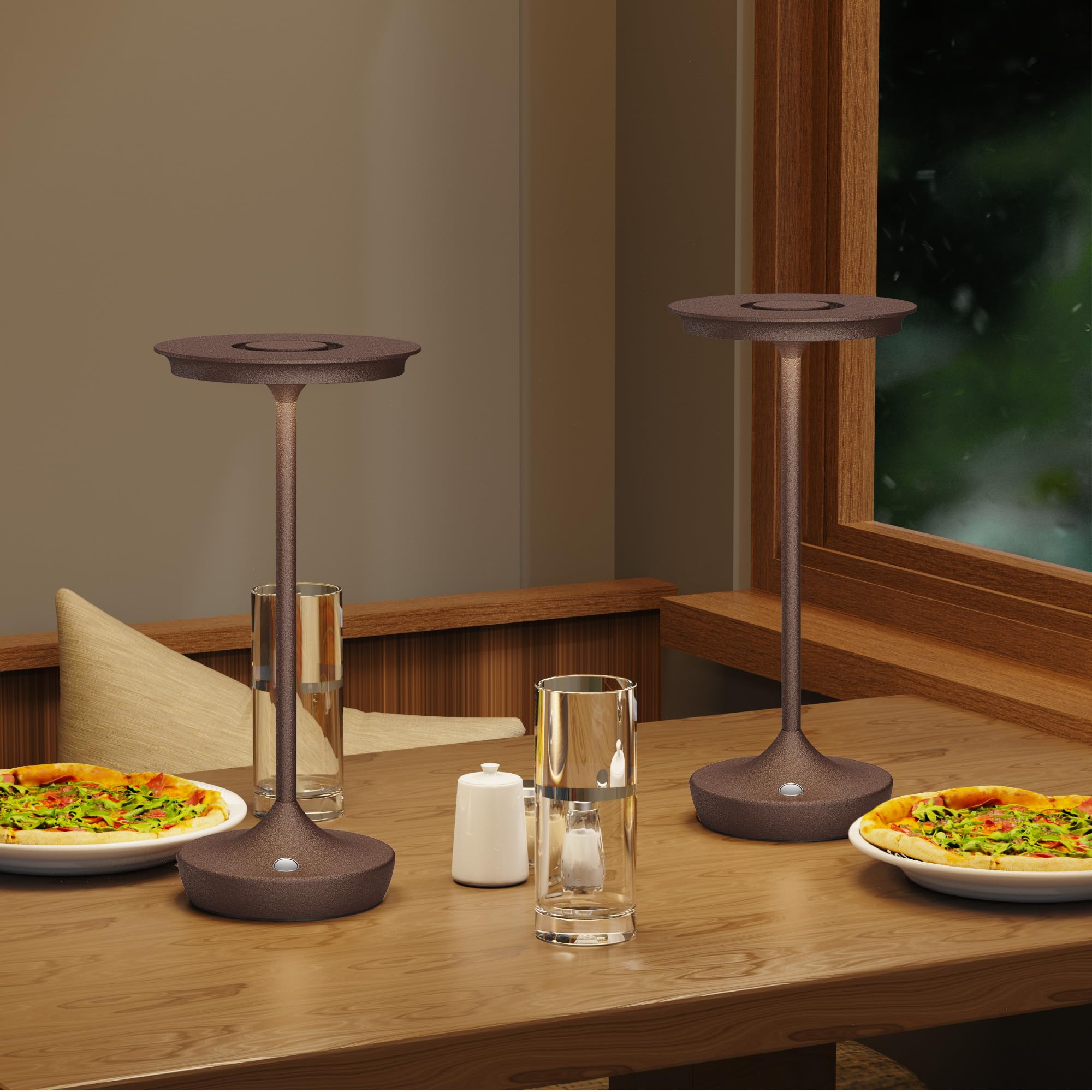 SHANGCAI LED Rechargeable Cordless Table Lamp, Aluminum, 3 Color Dimming, 4.3" x 4.5" x 10.6", Portable Outdoor Light,