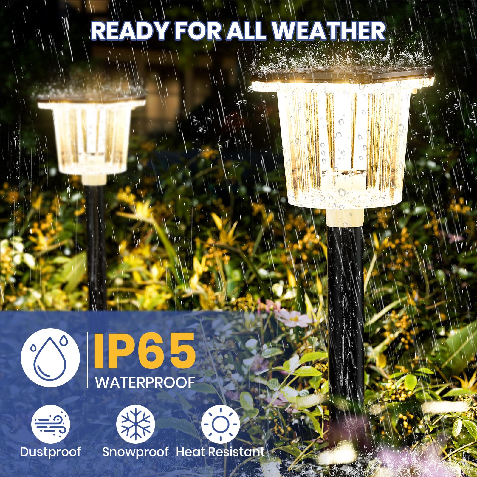 High-Power 2-In-1 Warm&Cold,8 Pack Super Bright Solar Lights Outdoor Ip65 Waterproof,3000/12000K Solar Pathway Lights ,Up To 28