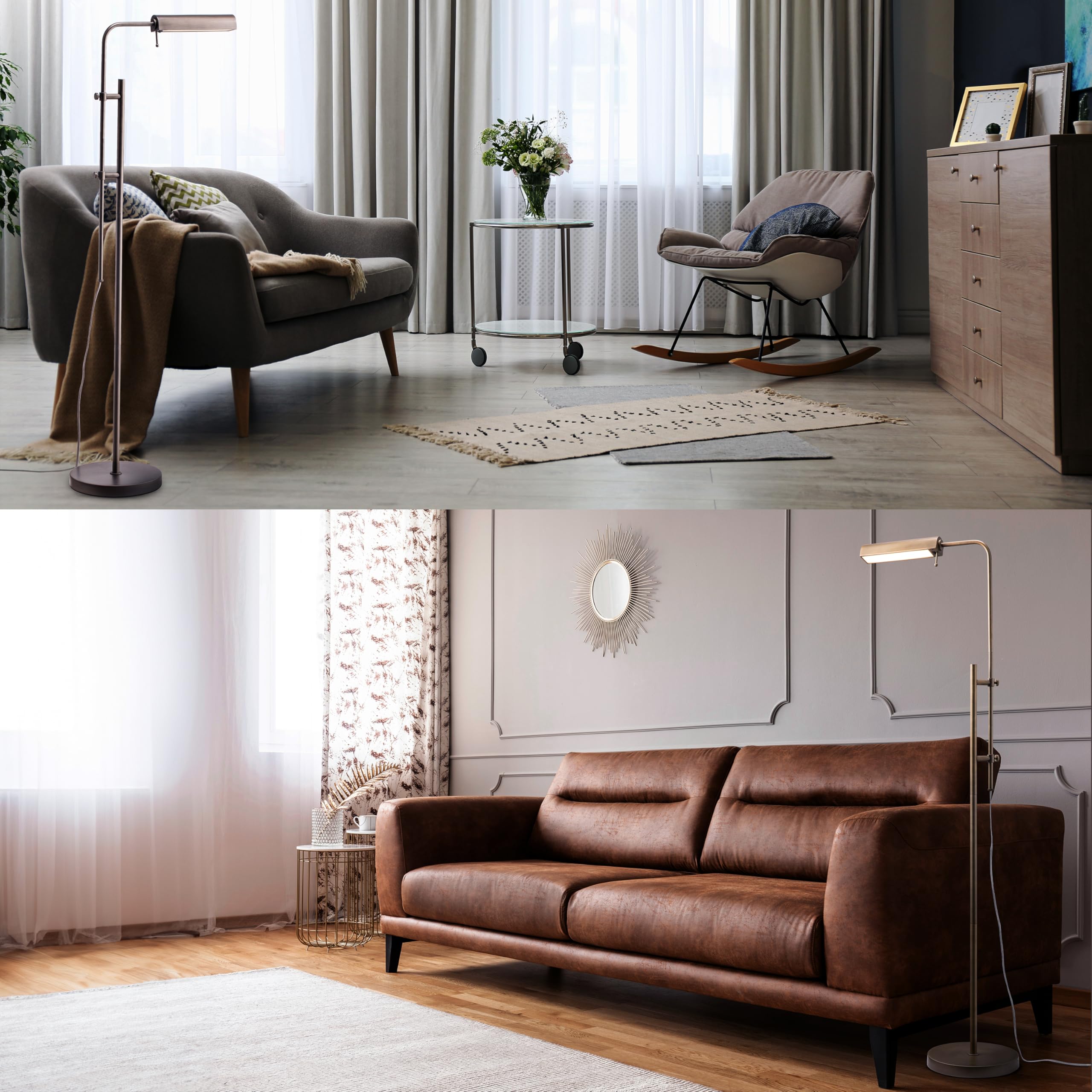 O'Bright Cedric Adjustable Pharmacy Floor Lamp - Industrial Design For Reading, Crafting, Work - 10W Led, Height 45-61 Inches -