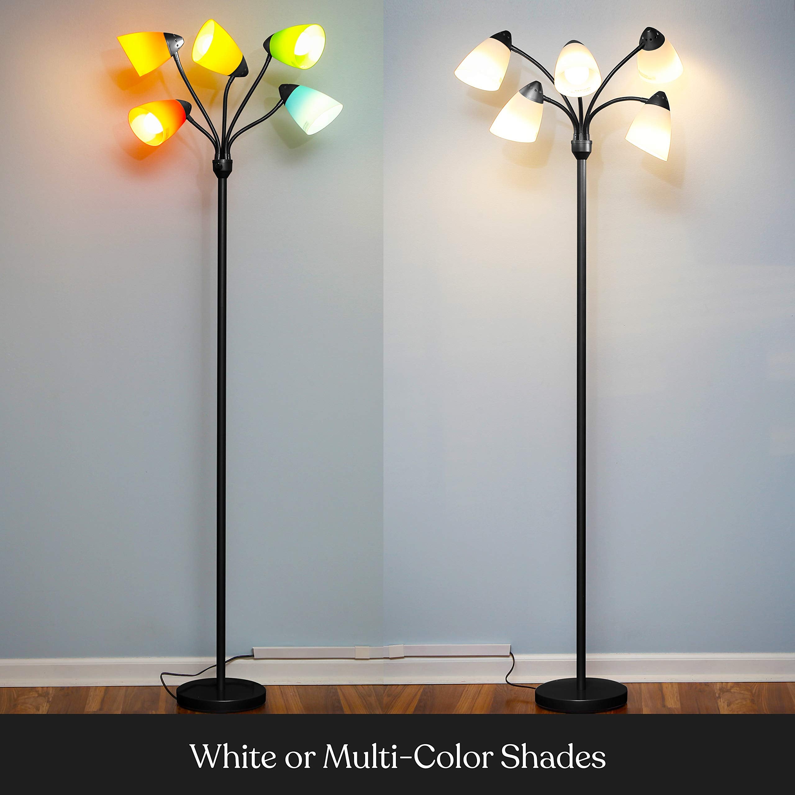 Brightech Medusa LED Floor Lamp - Multi-Head, Dimmable, Adjustable, Black, Model FL-MDSA-BLK