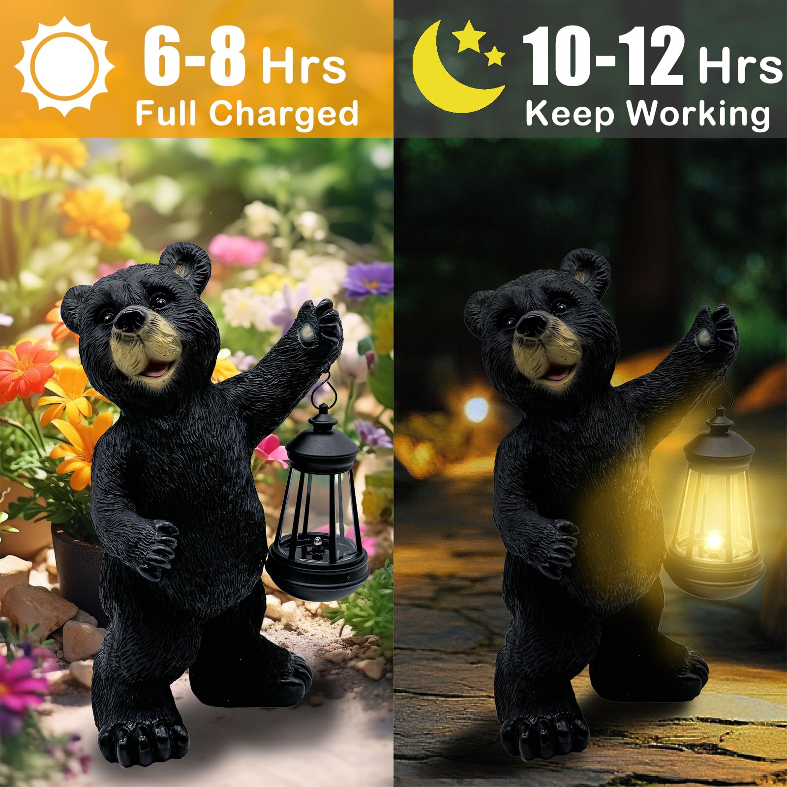 Vasesun Solar Lantern Garden Statues Decor, Outdoor Bear Figurine Lights For Yard Patio Decoration - Unique Christmas Housewarmi