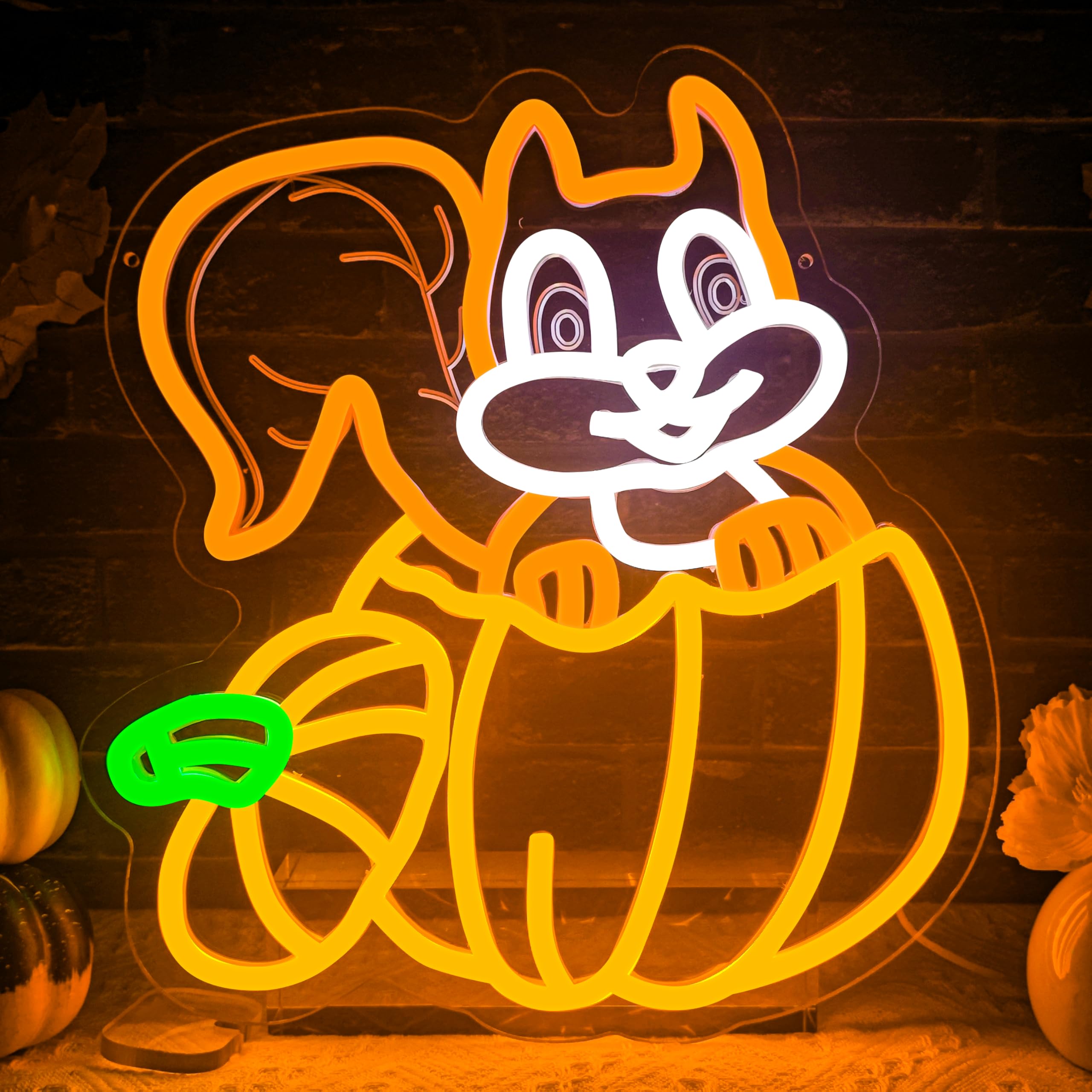 Squirrel Thanksgiving Neon Sign Dimmable Pumpkin Neon Light Sign Led Thanksgiving Led Sign For Home Hello Fall Neon Sign With For Window Indoor Thanksgiving Bedroom