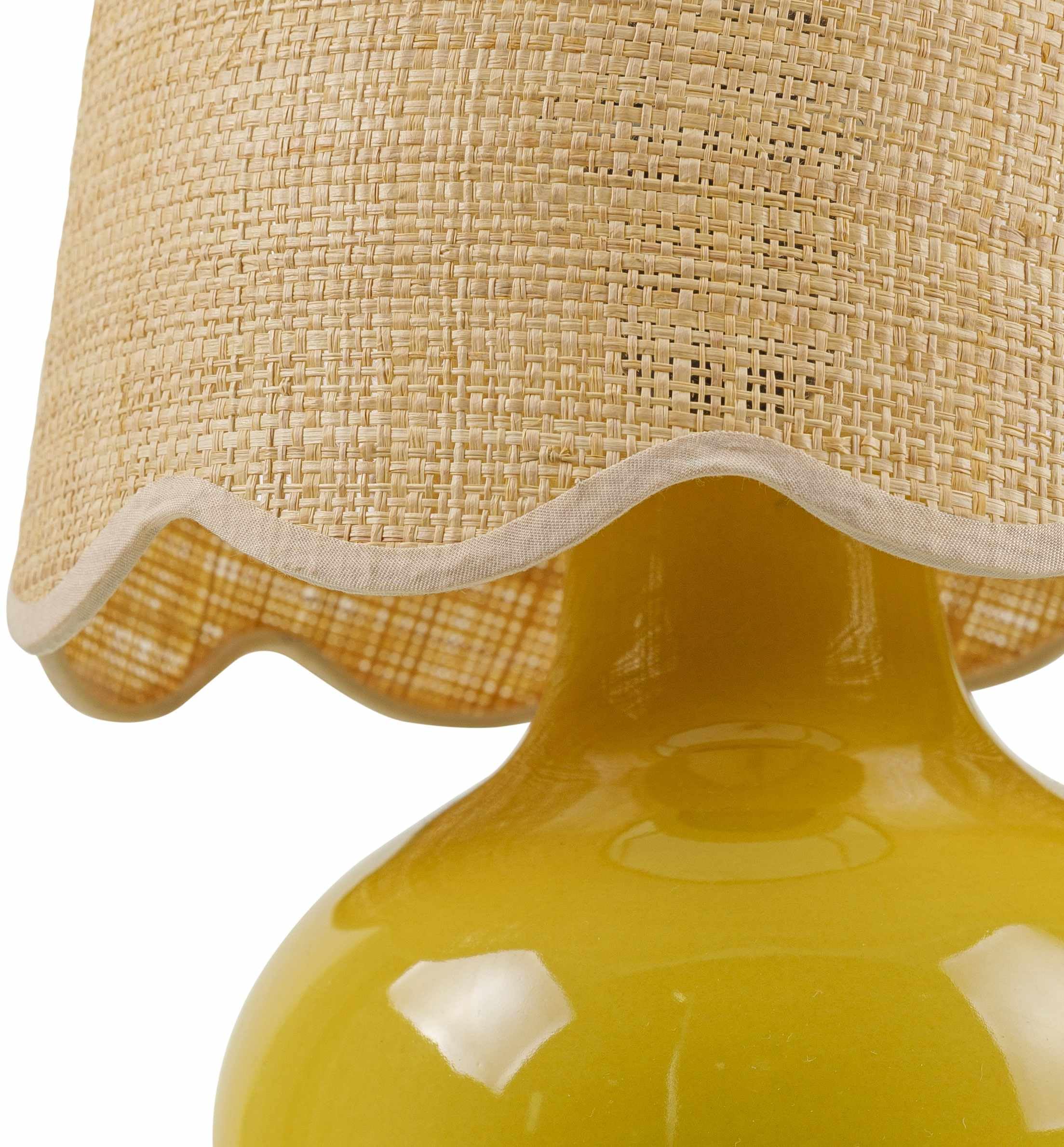 Hauteloom Theisseil Table Lamp, Ceramic, 13inH x 8inW x 8inD, Yellow/Beige/Translucent, Model TXCHMA2-002