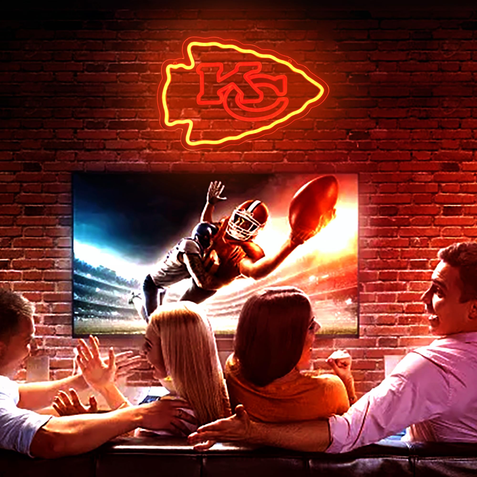 Football Neon Sign For Wall Decor Football Neon Light For Man Cave Or Garage Birthday Gifts For Men With Rugby Team Logo Light Up Sign For Bar Dorm Party Game Room Size 16.1 * 10.6In(Zyld058)