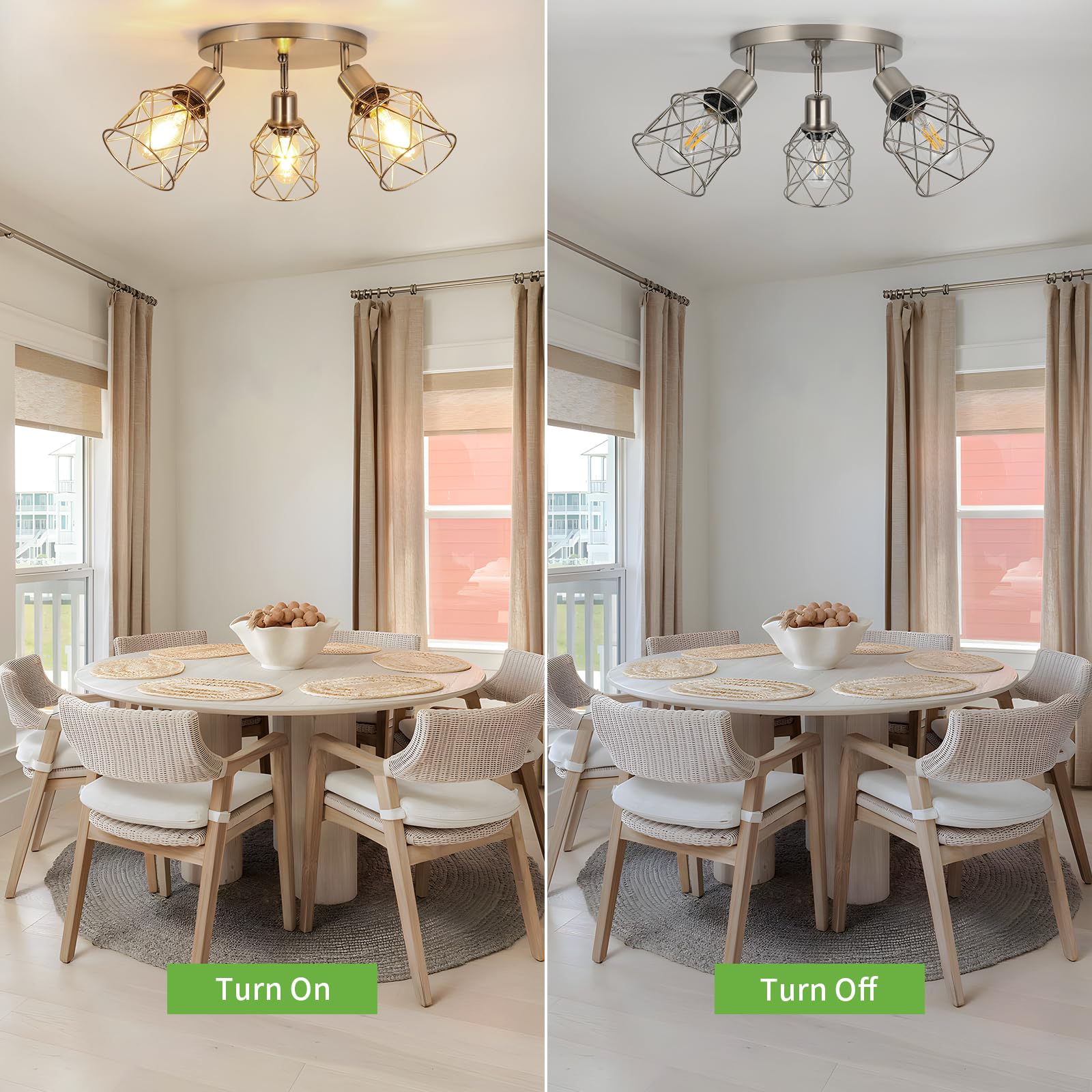 Wilon Semi Flush Mount Ceiling Light 3-Light Brushed Nickel Close To Ceiling Light Fixtures, Kitchen Light Fixtures Ceiling Mount E26 Base Multi-Directional Ceiling Lamp Modern Hallway Light Fixtures