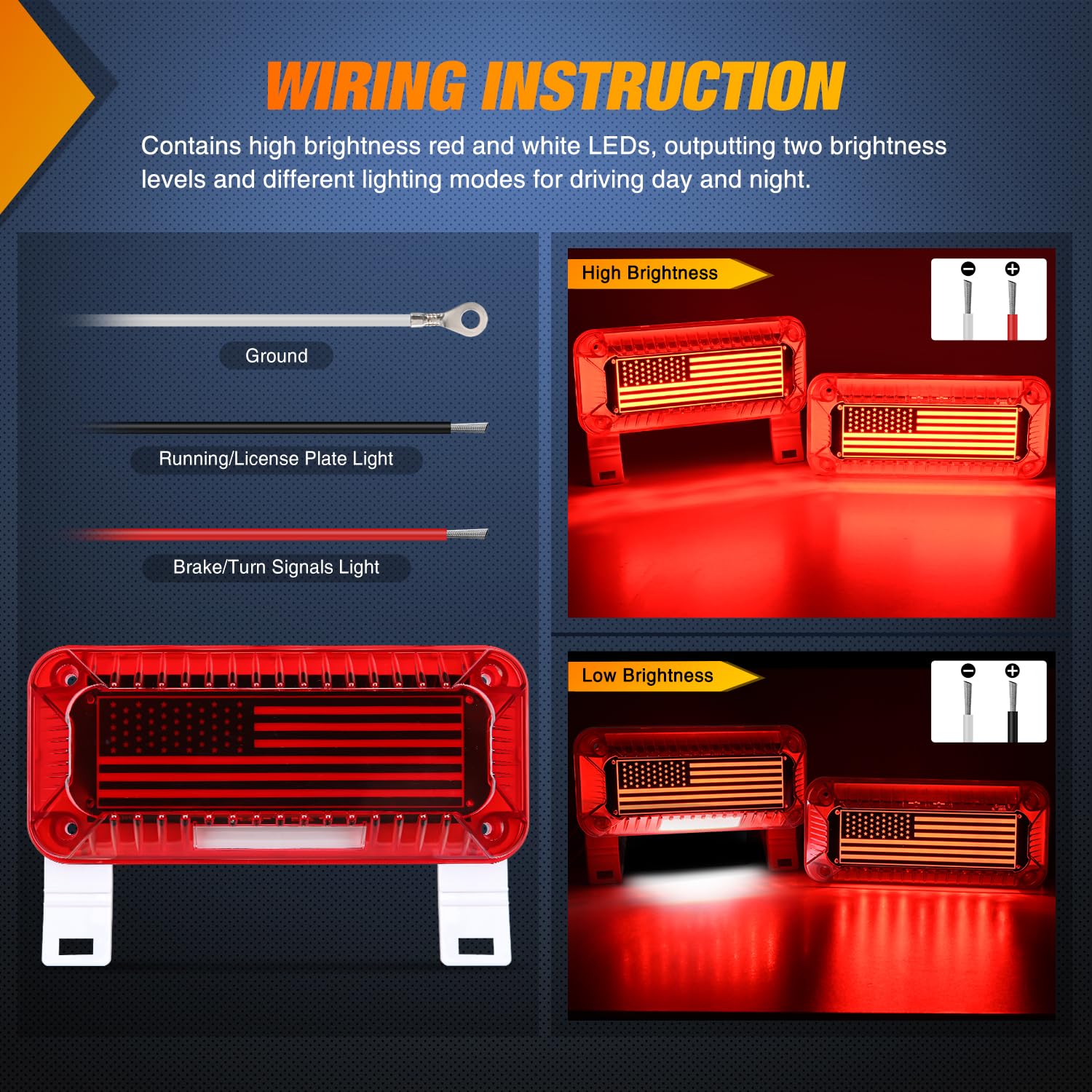 Nilight RV Tail Light 72 LED - Waterproof Stop Brake Turn Signal Lights - Model TL-195 - Red for Caravan Camper Van