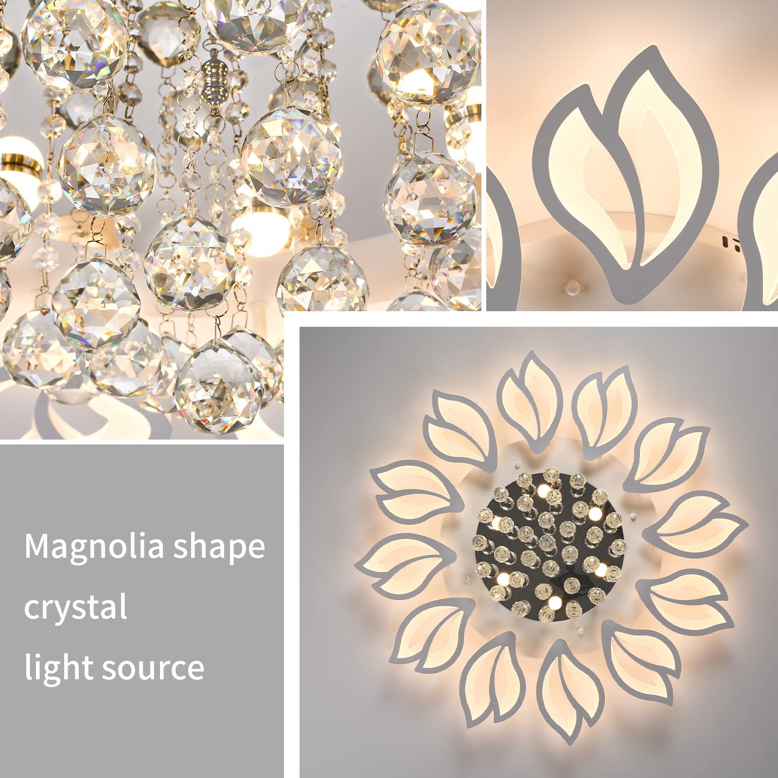 Garwarm Modern Ceiling Light 40.7 In Dining Room Light Fixture 12 Petals Flower Flush Mount Ceiling Lights Chandelier Bedroom Living Room Kitchen Office Lighting Fixture 100W White