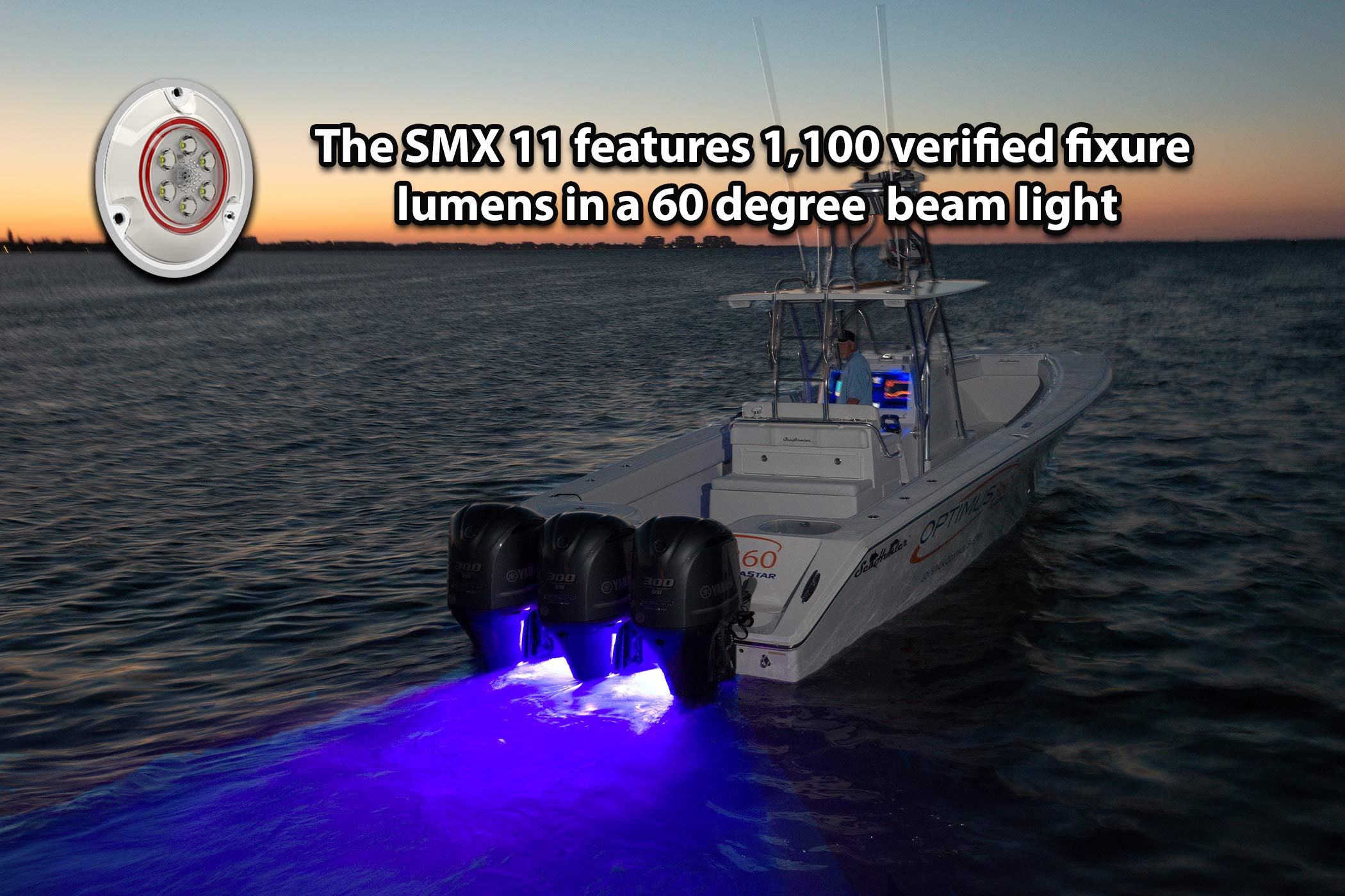Lumishore Underwater LED Boat Light, Surface Mount, 12V, Blue, Marine Grade Polymer, Model 60-0154
