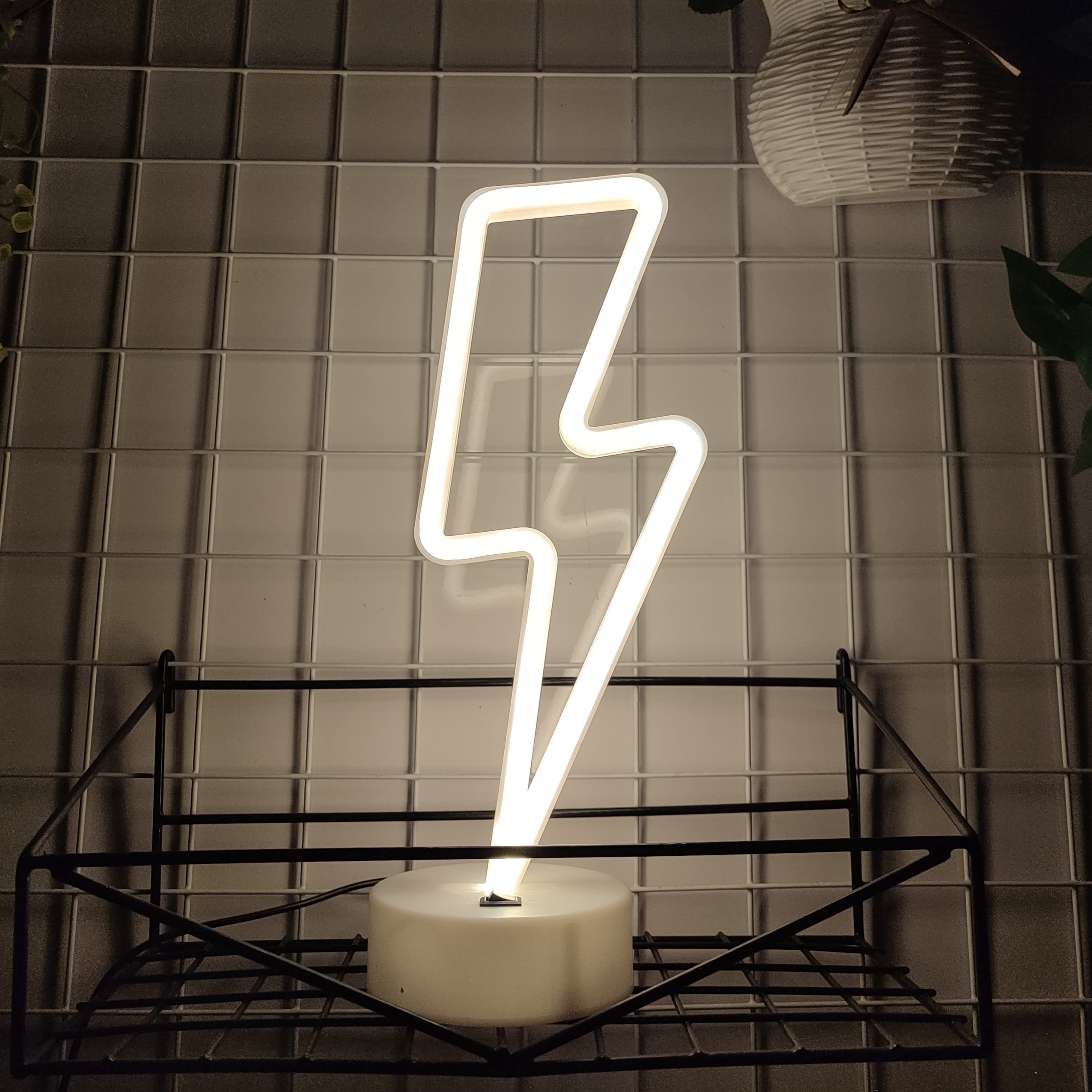 JYWJ Neon Sign with Holder Base, LED Light Decoration, Battery/USB Powered, Warm Color