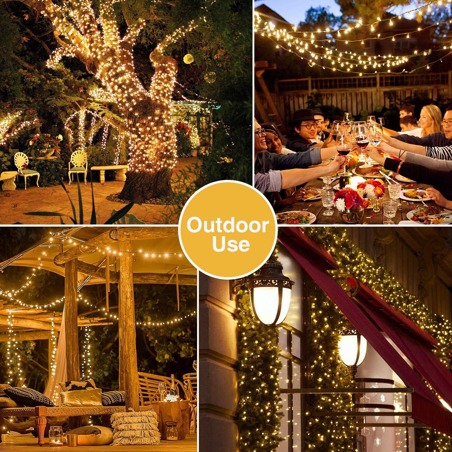 JMEXSUSS 500 LED Warm White Christmas Lights, Waterproof Green Wire, 8 Modes, Indoor/Outdoor, Model EXS-S-0500