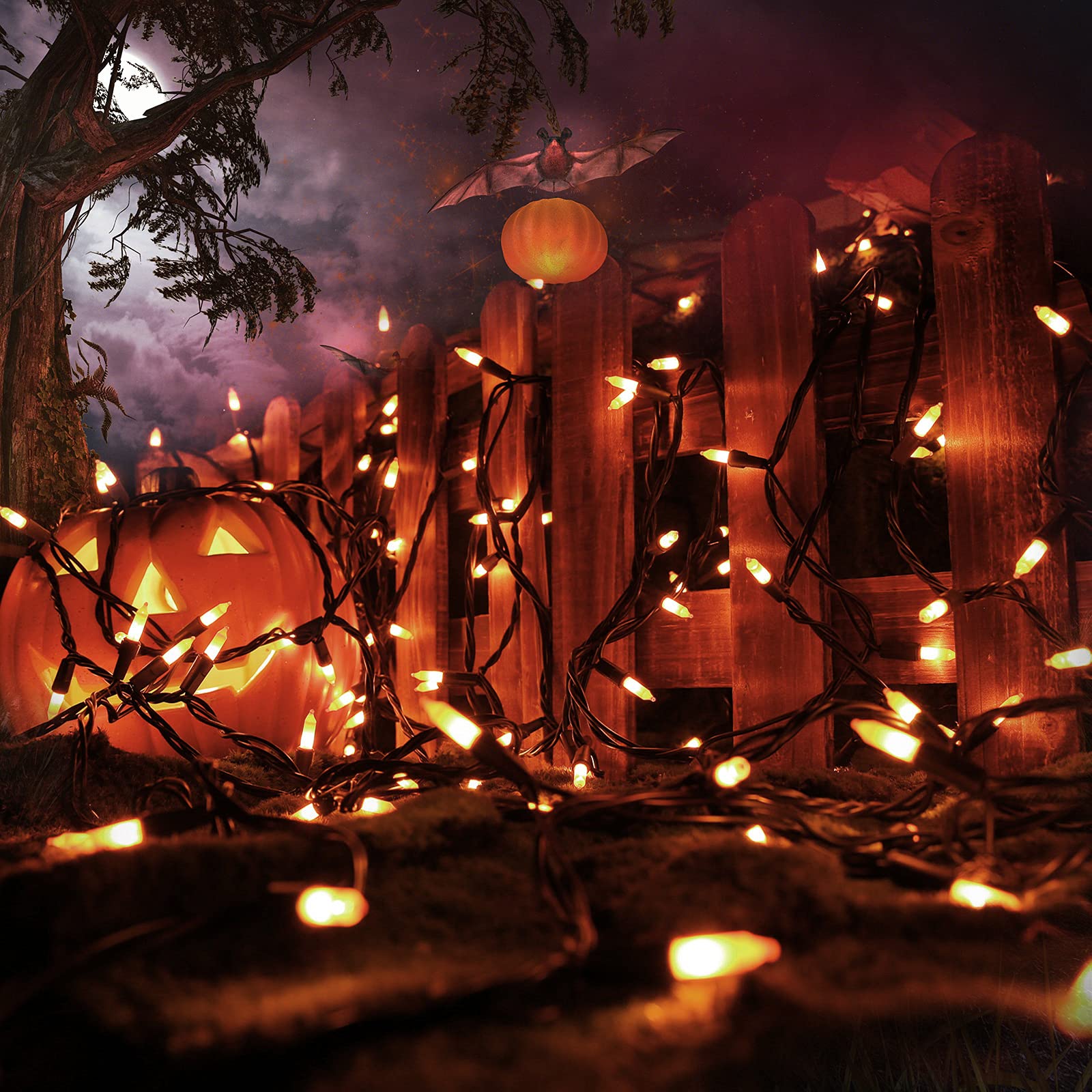 Toodour Halloween String Lights, 25ft 100 Count, Incandescent Mini Bulbs, UL Certified, Orange, Model ZF-100-2/SB