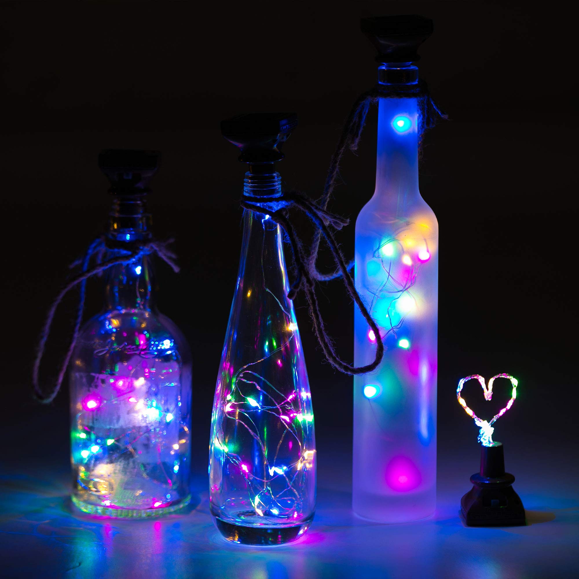 Yjfwal 2024 Upgraded 12 Pack Solar Wine Bottle Lights,20 Leds Waterproof Copper Lights, Bottle Lights Fairy Cork String Lights For Christmas, Outdoor, Wedding Decor, Halloween Decor(Multi Color)