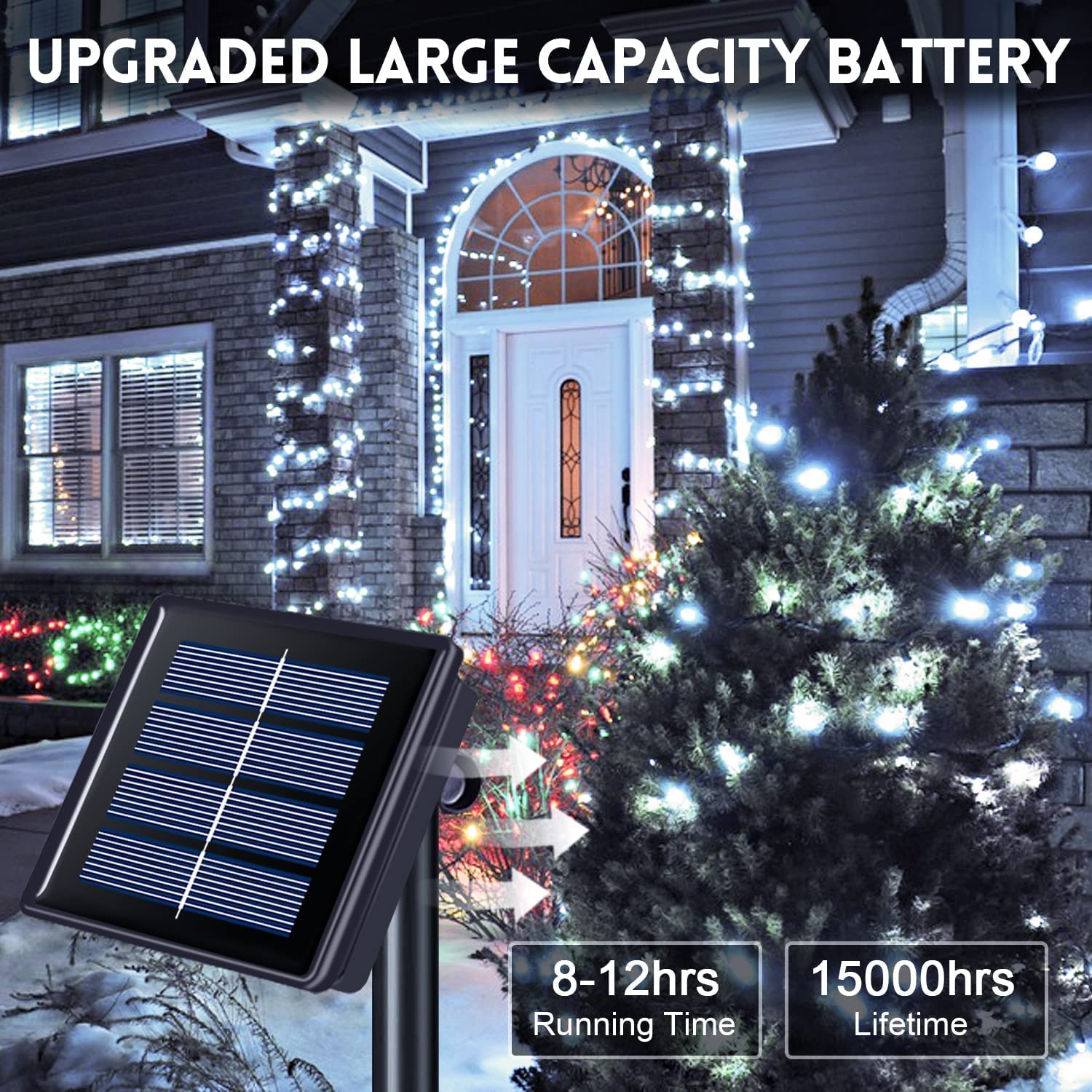 Potive 2 Pack Each 200 Led Solar String Lights Outdoor Waterproof, 75.5 Ft Green Wire Solar Christmas Lights, 8 Modes White Solar String Lights For Wedding Decor Tree Party Patio Decorations