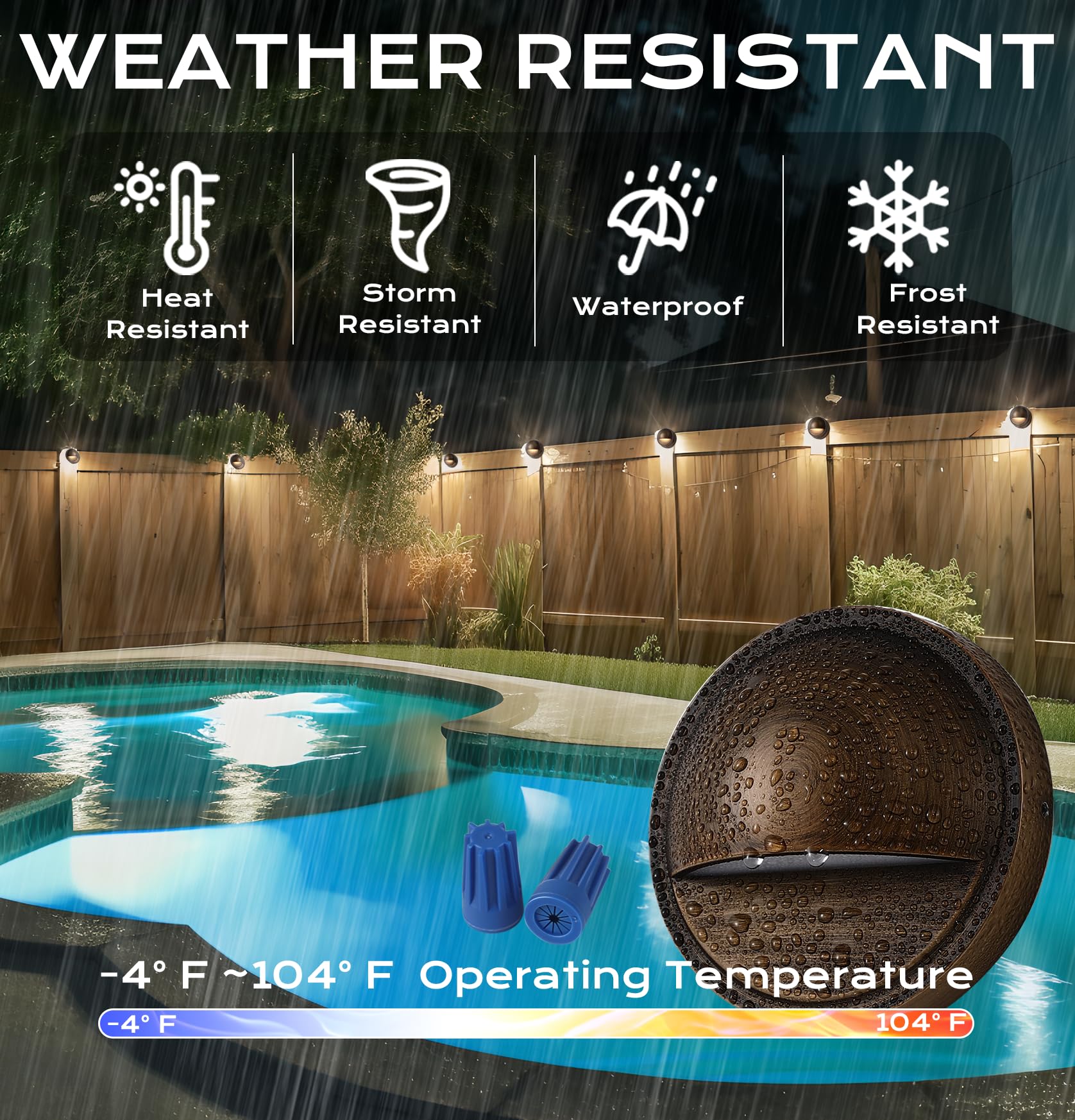 CLOUDY BAY 3CCT Low Voltage LED Deck Lights, 6 Pack, Bronze Finish, 3W, 12V-24V AC/DC, Aluminum, Model 10a5