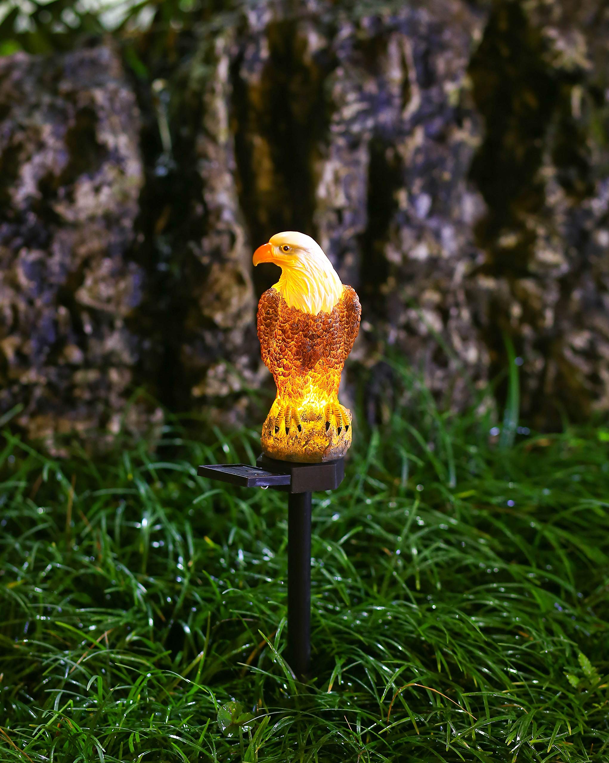 Chuangfeng Eagle Solar Stake Light - Decorative Metal Garden Figurine, 2-Pack, Eagle Design For Lawn, Patio, Yard Decor