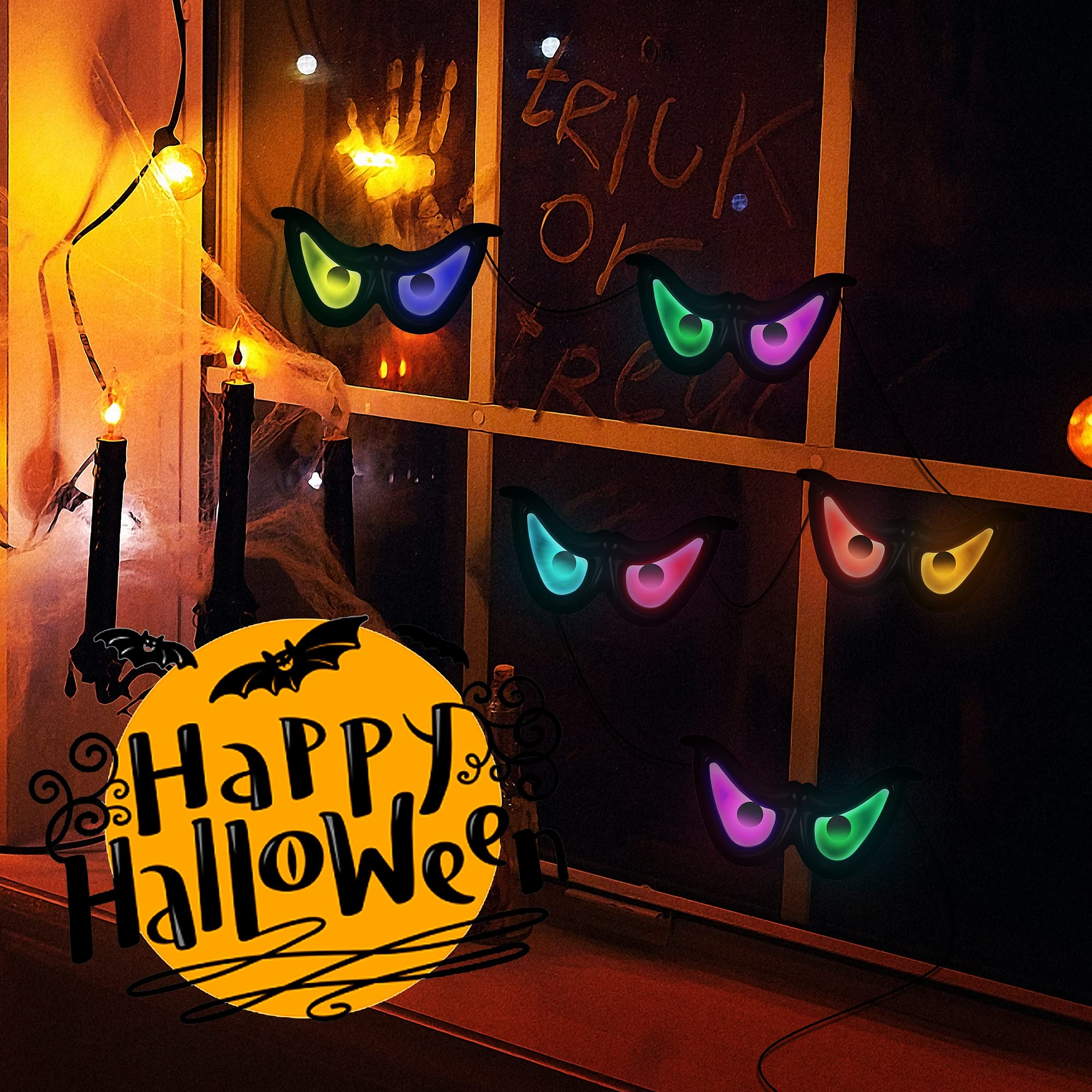 Ljlnion Halloween Flashing Spooky Eyes Lights - 5 Pcs Color Changing Eyeball Decorations