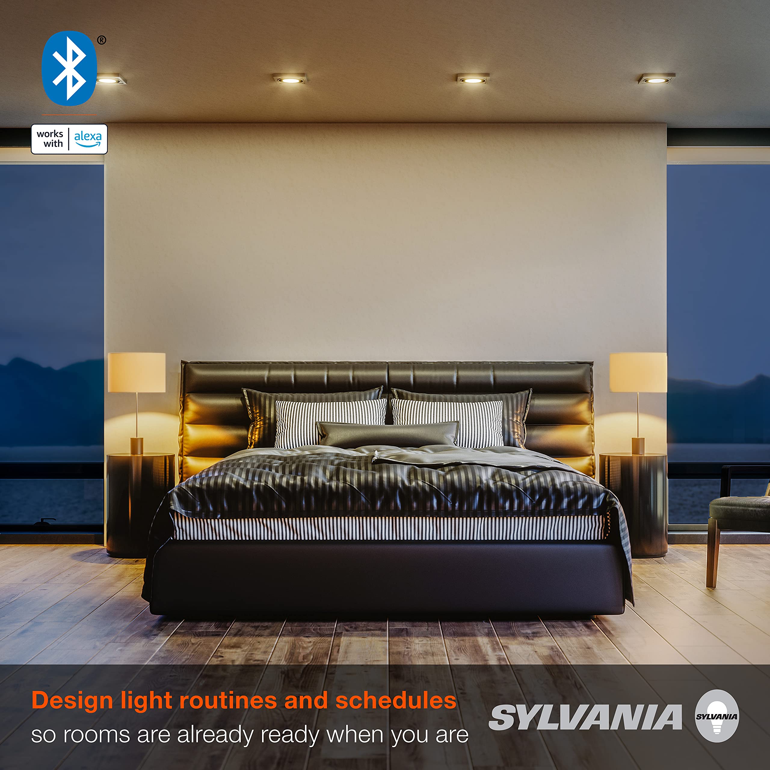 Sylvania Bluetooth Mesh Led Smart Light Bulb, One Touch Set Up, Br30 65W Replacement, E26, Soft White, Works With Alexa Only - 2