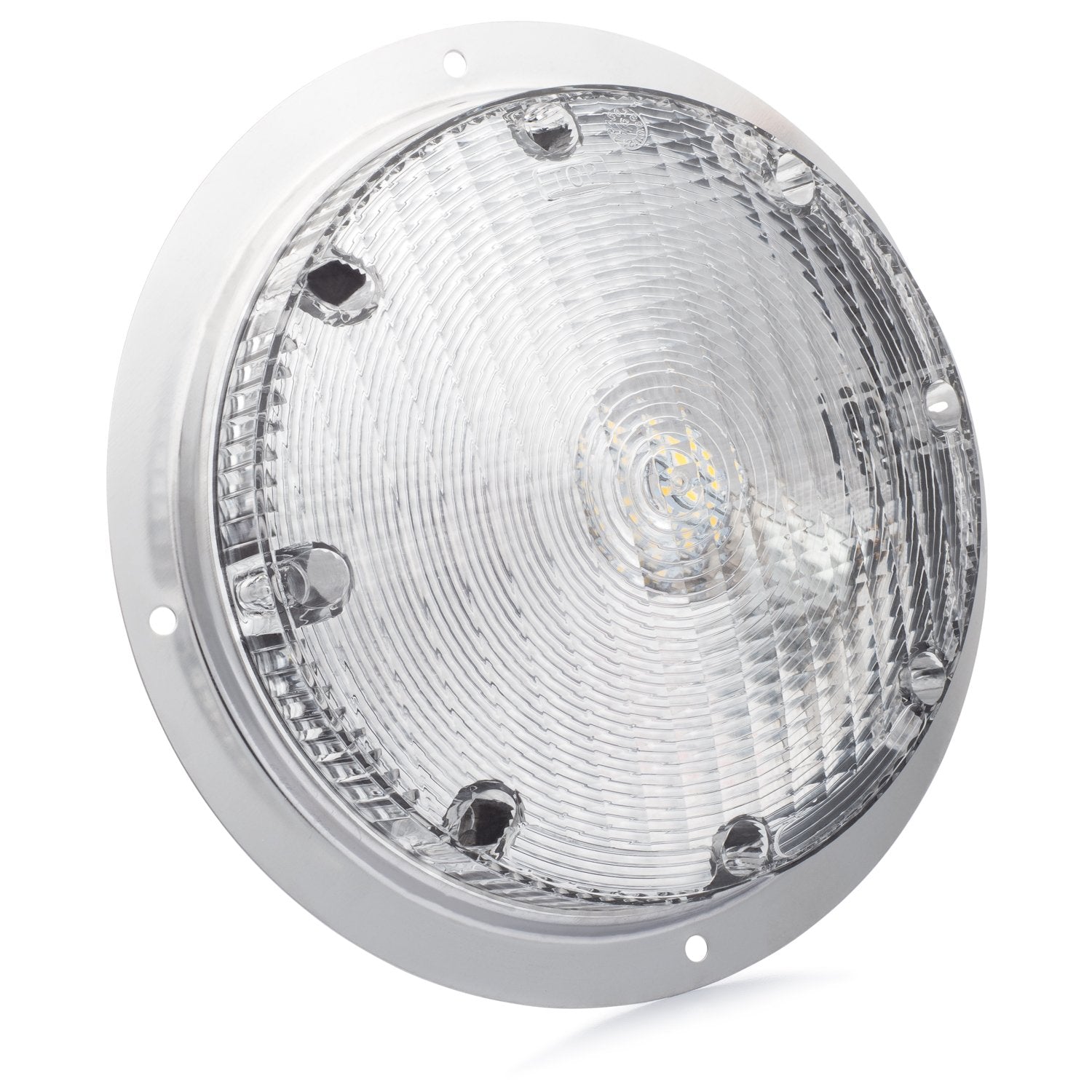 Lumitronics LED Round Surface Mount Scare Light for RV Trailer Camper - Silver, Includes Mounting Gasket, 5th Wheel Accessory