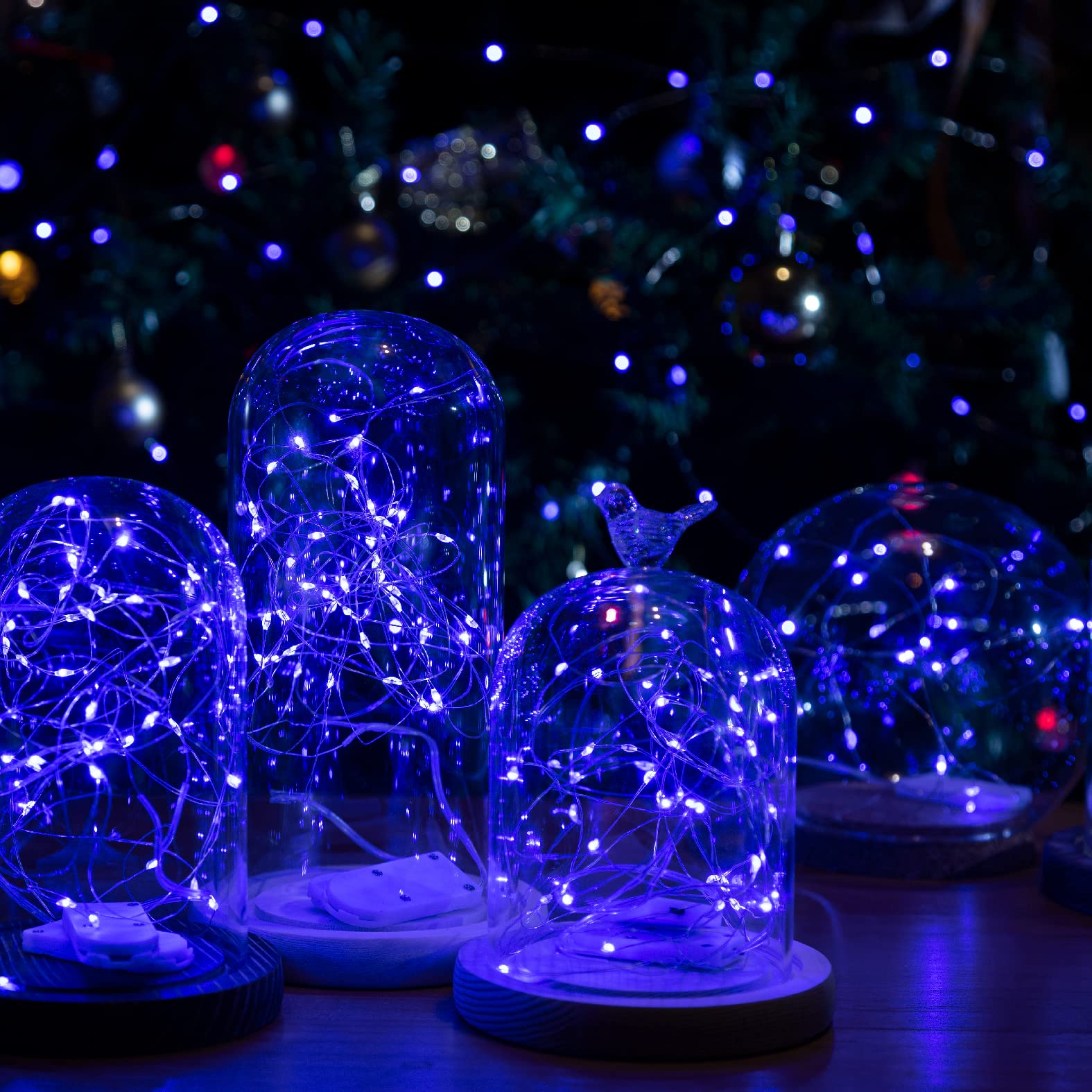 Sinamer 12-Pack Led Fairy Lights 7 Feet Battery Powered Waterproof Silver Wire 20 Slim Copper Wire Pastel Lights For Diy Wedding Party Bedroom Patio Easter Christmas (Blue)