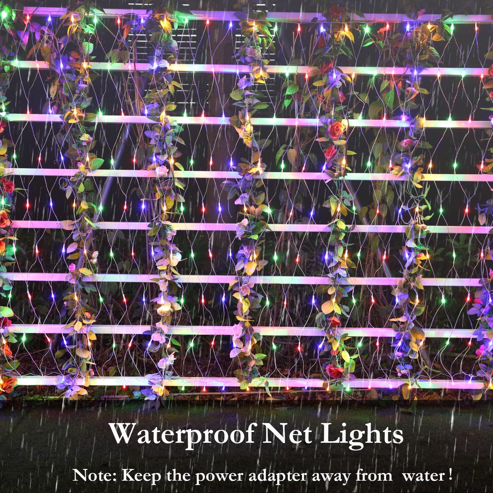 Joomer Christmas Net Lights - 12FT x 5FT, 360 LED, Waterproof, 8 Modes, Clear Wire, Multicolor, Model SSL0360-N-29V