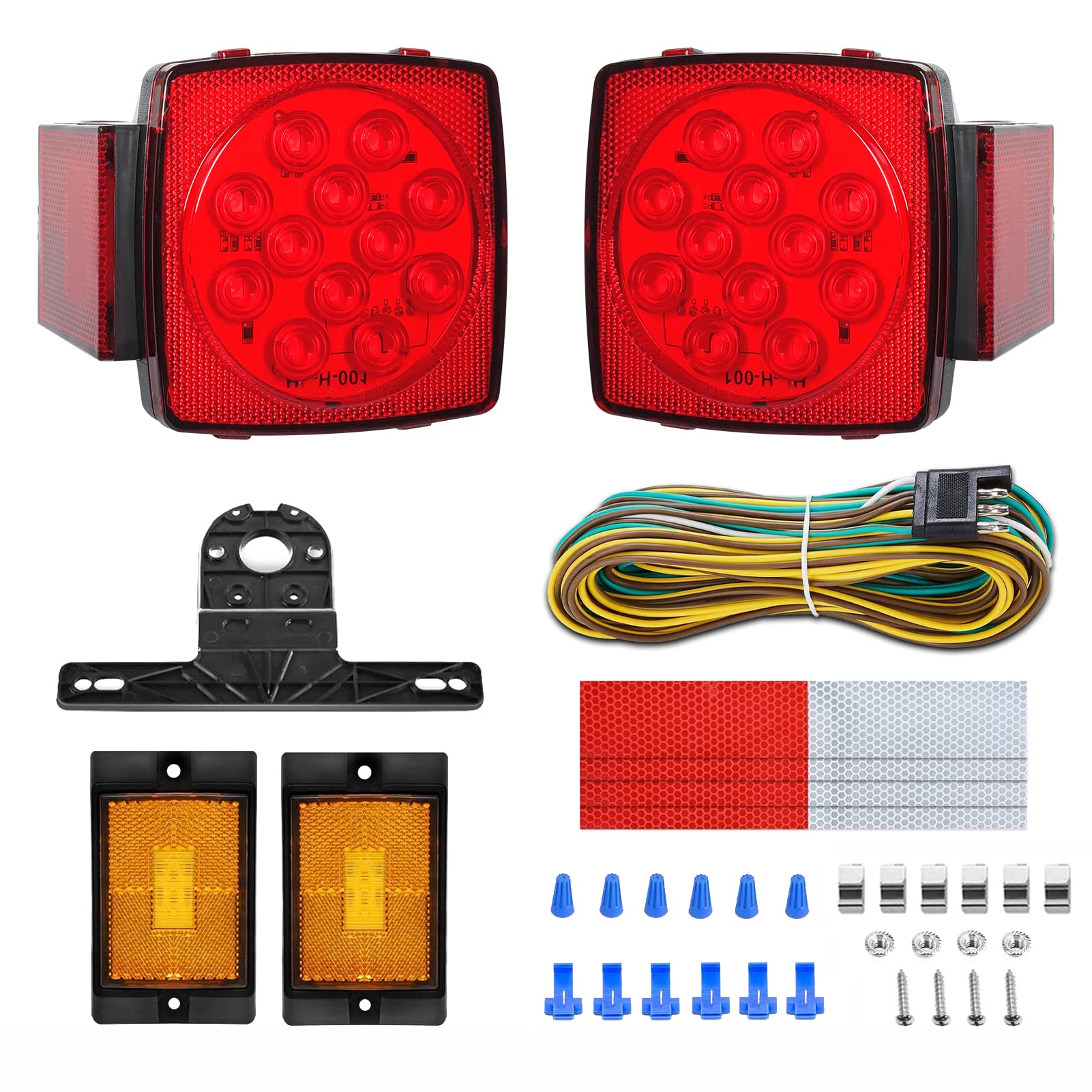 Gonice 12V Led Trailer Light Kit, Super Bright Submersible Boat Trailer Lights, Utility Brake Turn Tail Lights For Camper Truck,