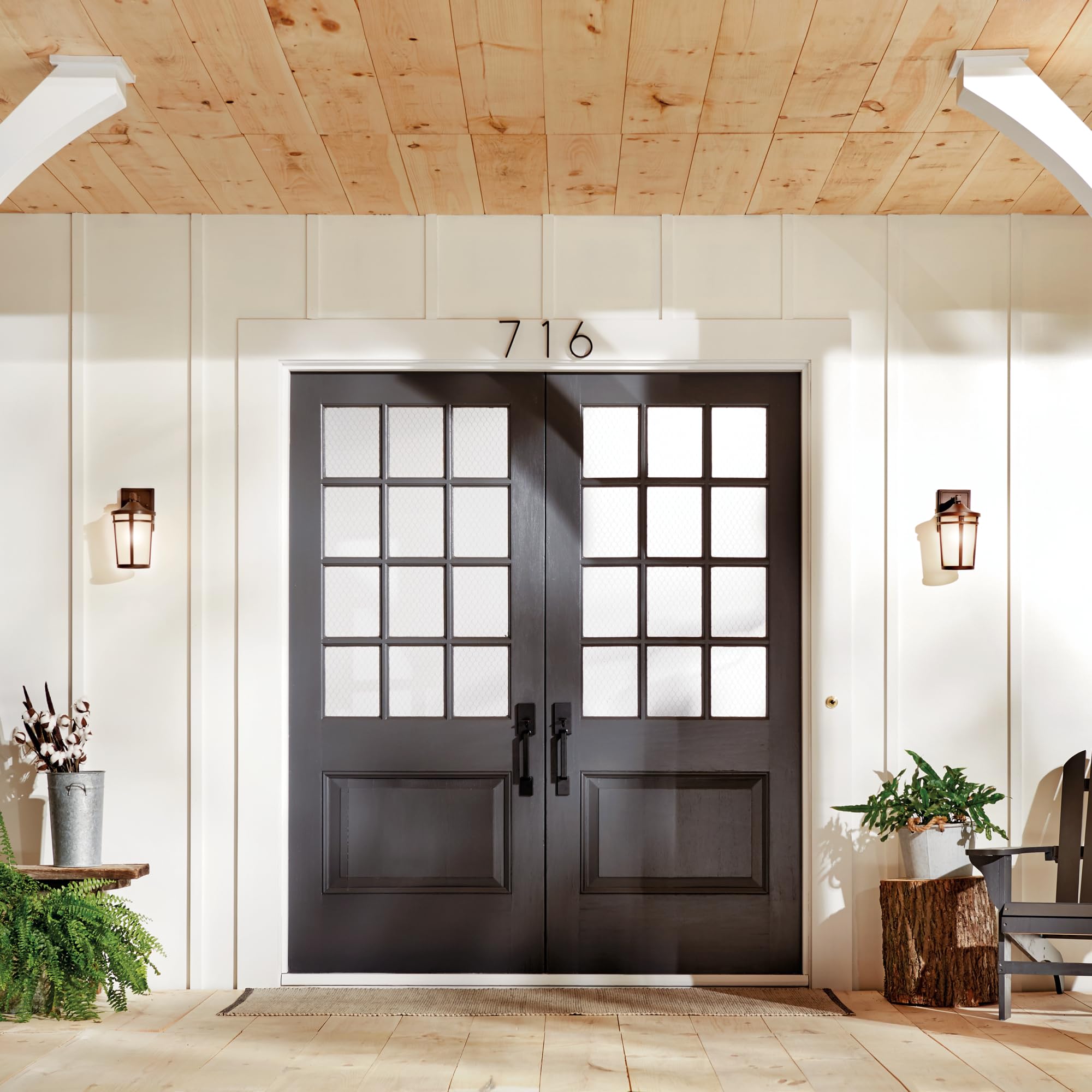 Kichler Atwood 11'' Outdoor Wall Light With Light Umber Mist Glass And Brown Stone, 1-Light Exterior Wall Sconce, (11'' H X 6''