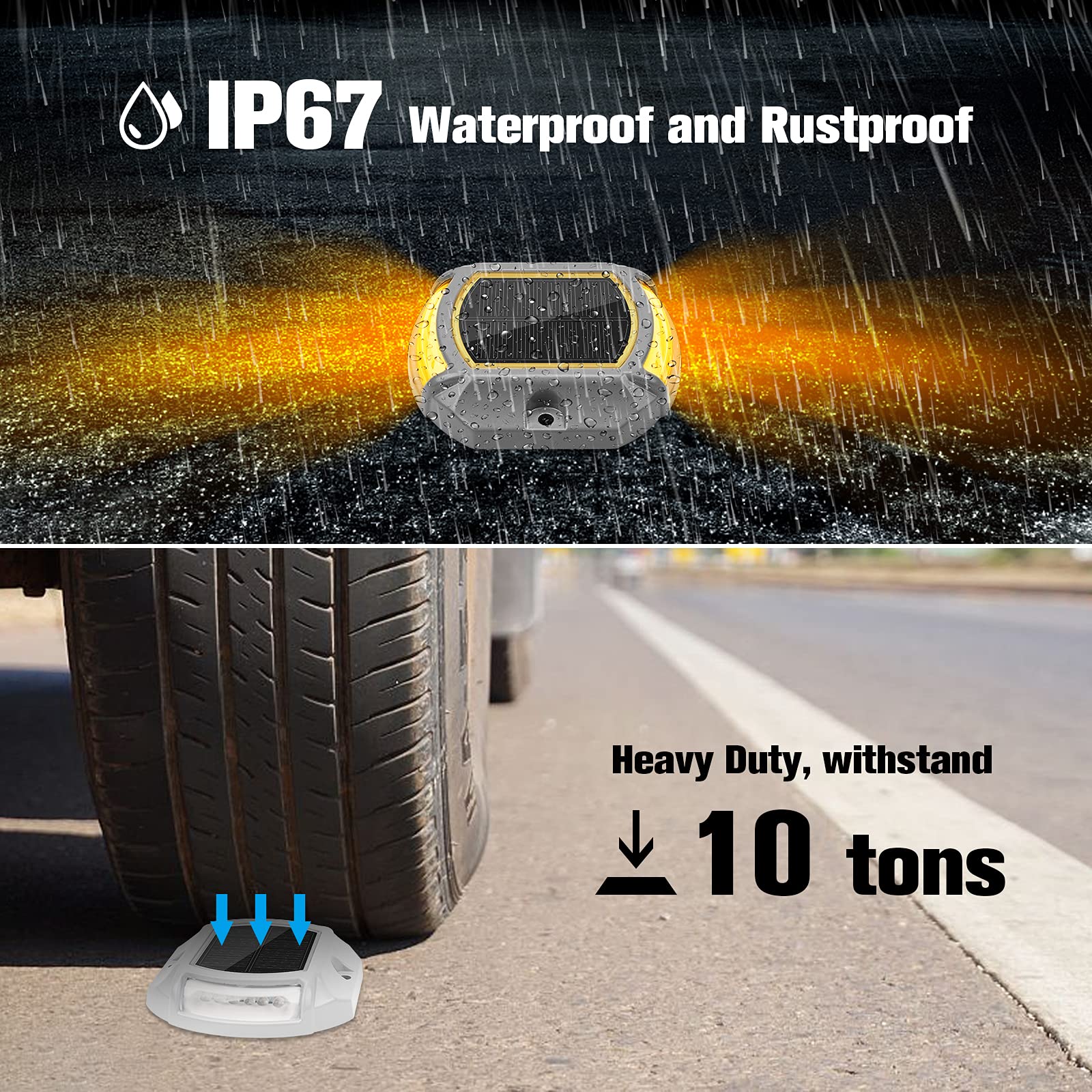 Volisun Solar Driveway Lights Dock Deck Lights 16 Pack,2 Colors In 1,Solar Powered Waterproof Outdoor Warning Step Lights For Dr