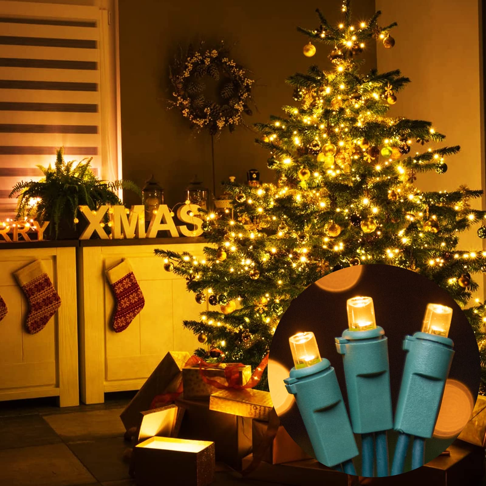 Lamphome 100 Count Yellow - String Lights - 21.6Ft Led Christmas Lights, Mini Led Lights For Indoor Outdoor Home Holiday Party W