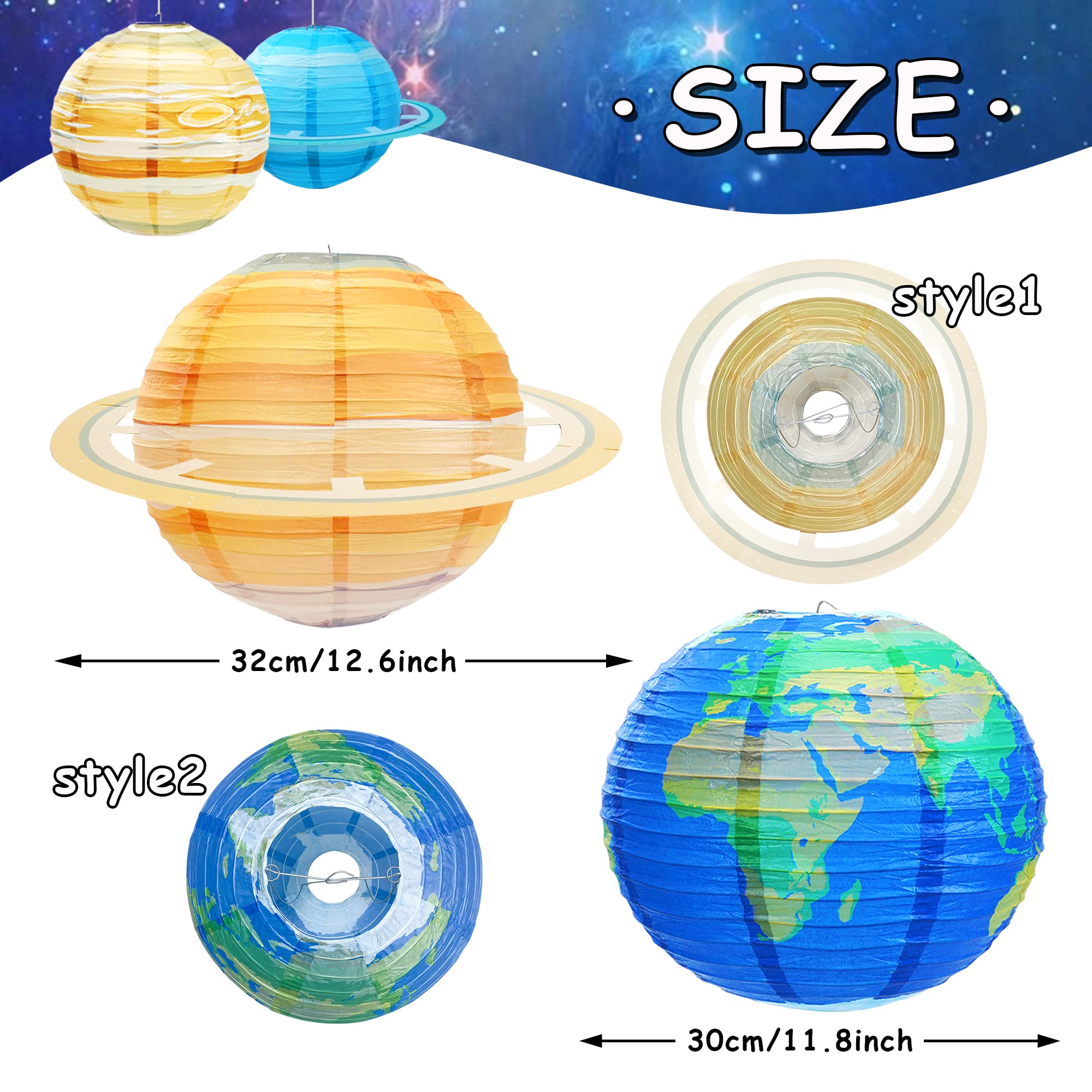 Space Paper Lanterns 8Pcs 12 Inch Hanging Planets Lantern Out Of This World Space Lanterns Solar System Planet Earth Lanterns For Kids Outer Space Theme Party Supplies Home Decor Birthday Decorations